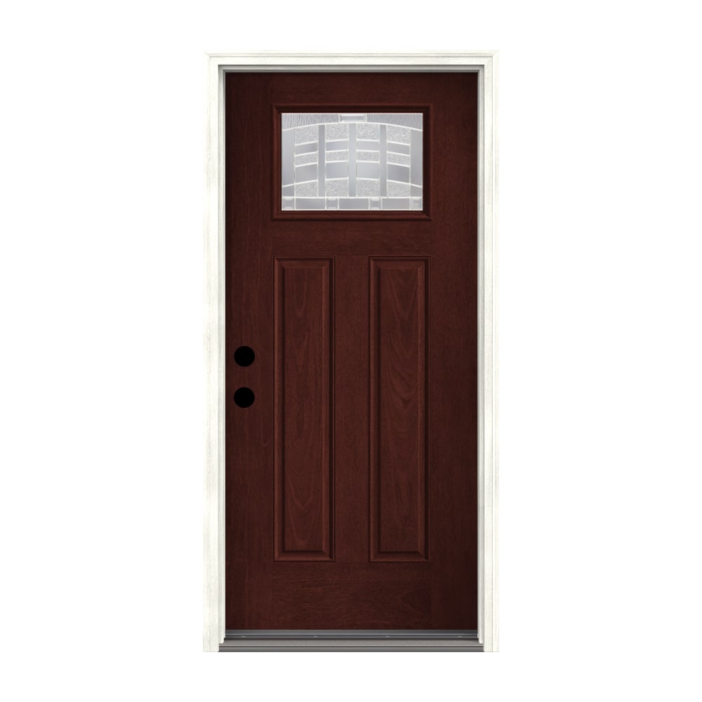 Therma-Tru Benchmark Doors Emerson 36-in x 80-in Fiberglass Craftsman Right-Hand Inswing Mahogany Stained Prehung Single Front Door with Brickmould -  TTB643507SOS