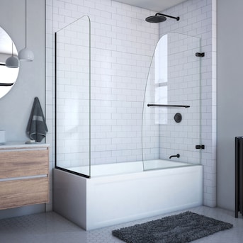 DreamLine Aqua Uno 56-60-in W x 30-in D x 58-in H Frameless Hinged Tub Door  with Return Panel in Satin Black in the Bathtub Doors department at  Lowes.com