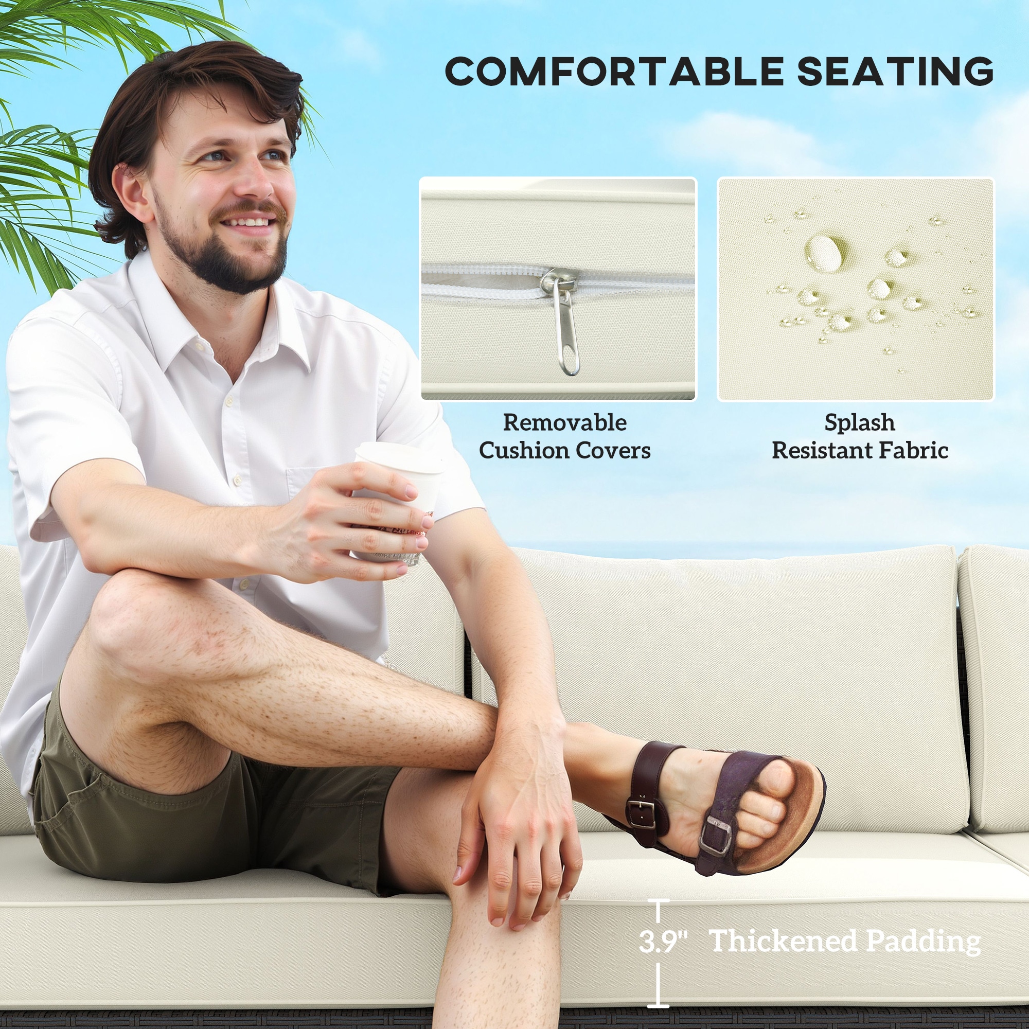 Outsunny 860-385V00CW Patio-Sofas-Daybeds - View #4