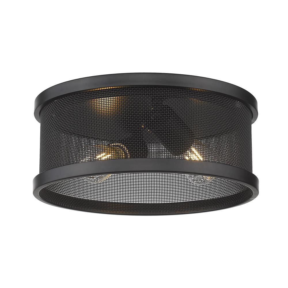 Golden Lighting 3168-FM11 BLK-BLK Channing 2 -Light 11-in Matte Black Flush Mount Light