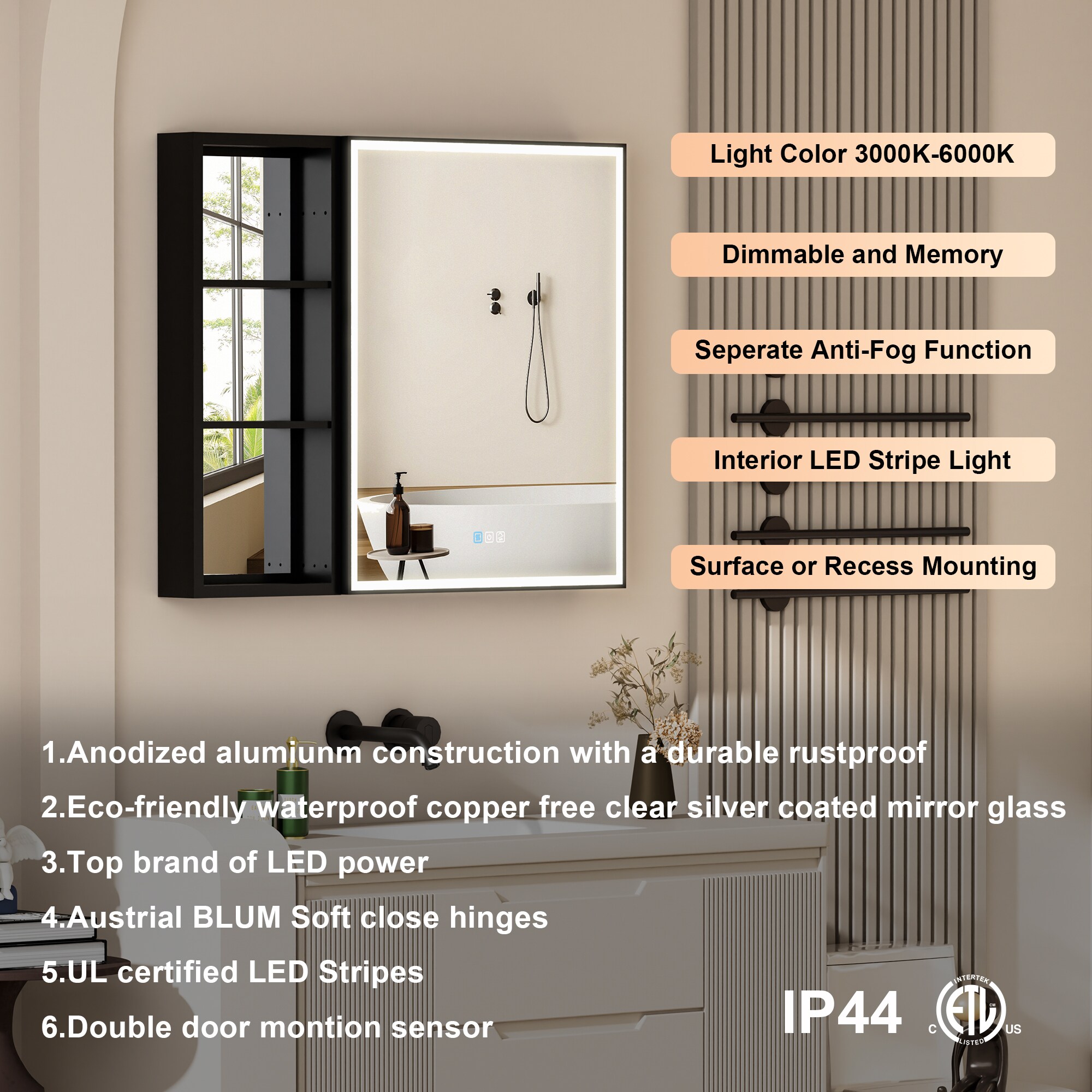 Forclover MEAM-12M3630LMC Bathroom-Medicine-Cabinets - View #7