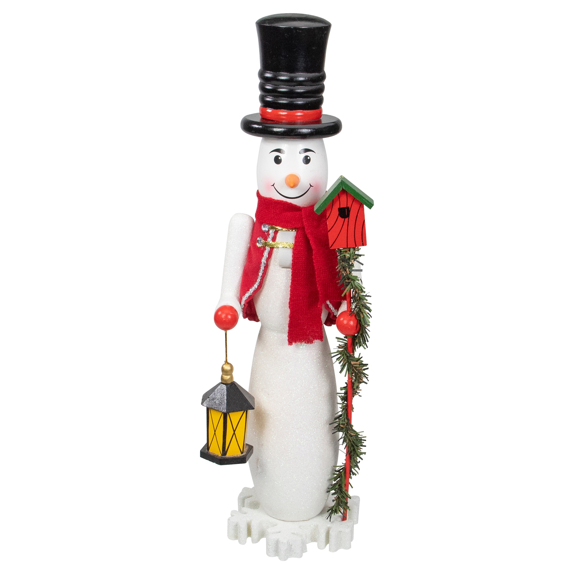 Northlight 32259306 18-in Wooden Snowman Christmas Nutcracker - 18" - White and Red Tabletop Decoration Snowman Christmas Decor