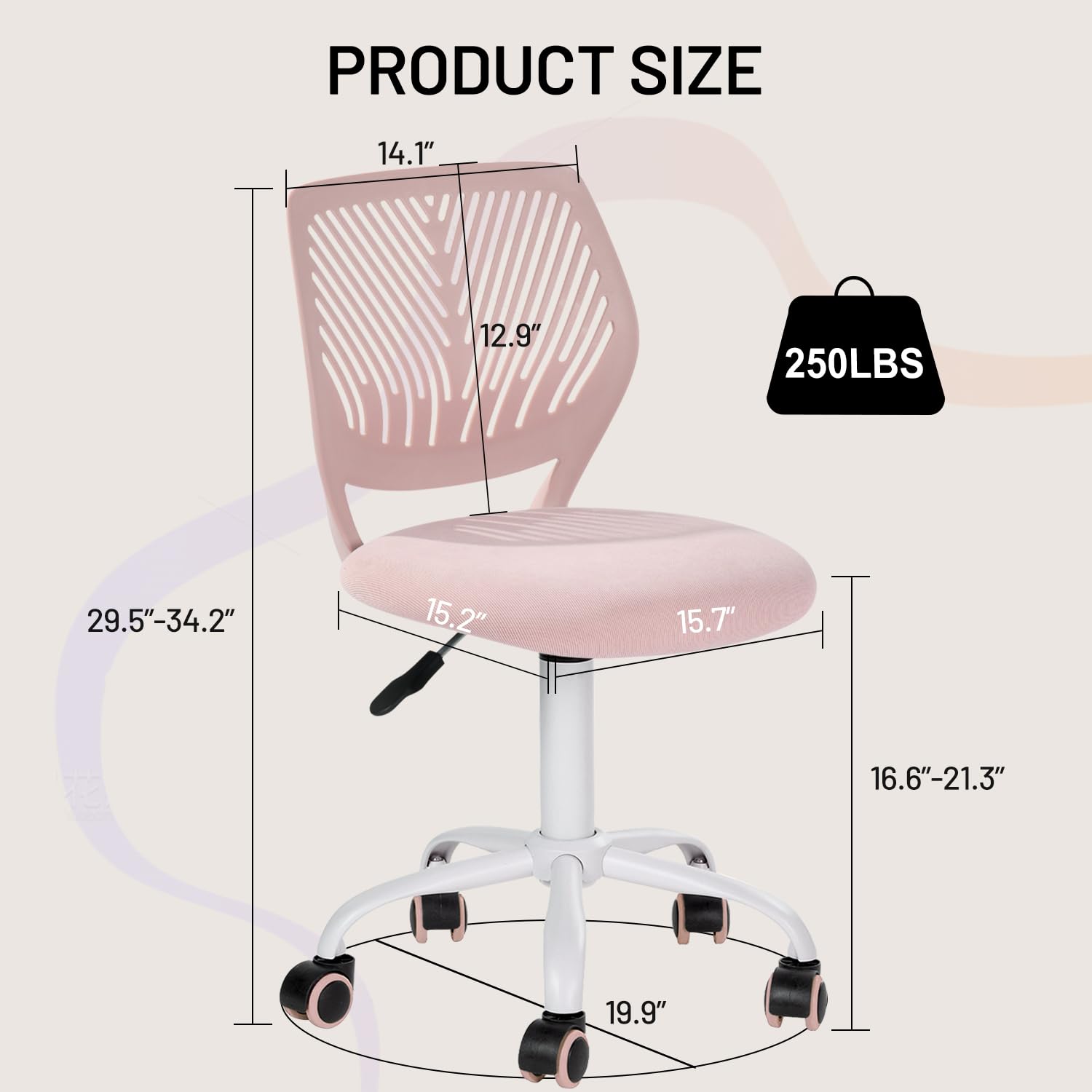 Homy Casa CARNATION PINK VNEW Office-Chairs - View #3