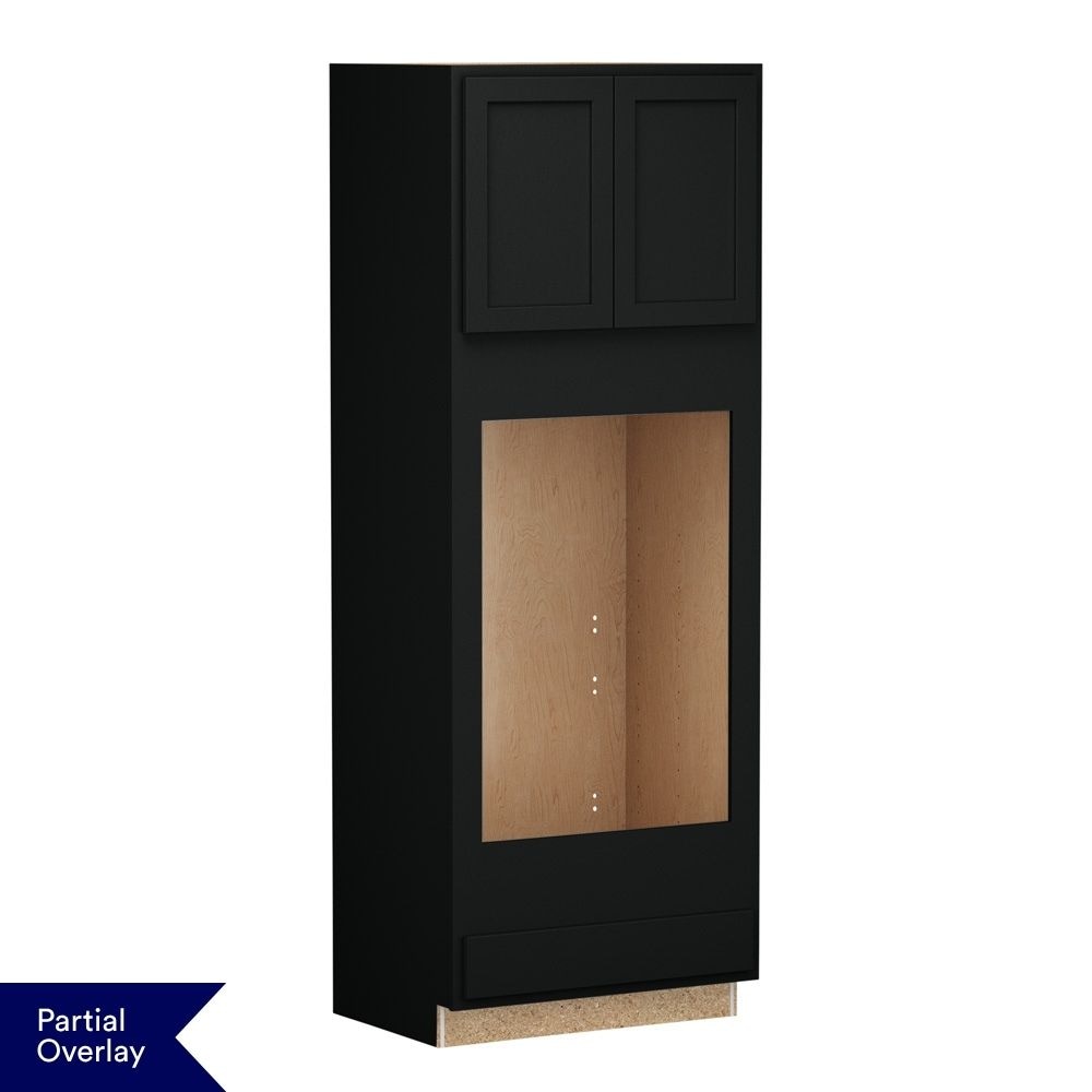 Shenandoah Breckenridge POL 33-in W x 90-in H x 24-in D Black Painted Double Oven Base Fully Assembled Cabinet Recessed Panel Shaker