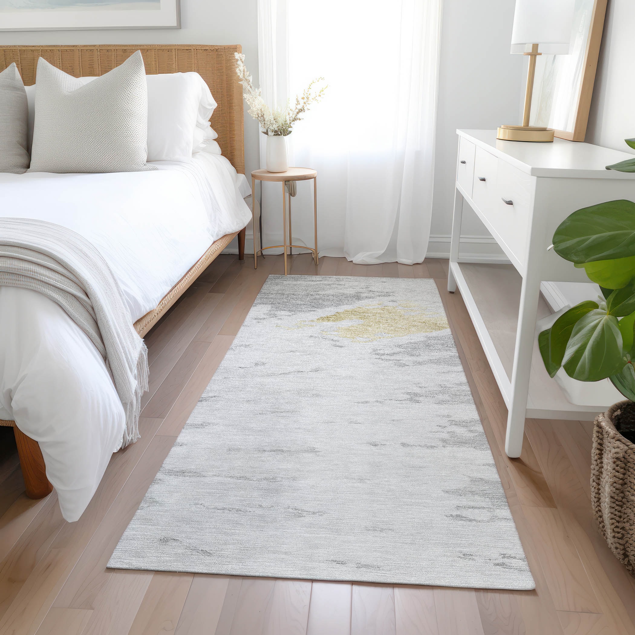 Addison Rugs ACN614SV2X8 Chantille ACN614SV 2 x 7 (ft) Polyester Silver Rectangular Indoor/Outdoor Abstract Machine washable Runner rug