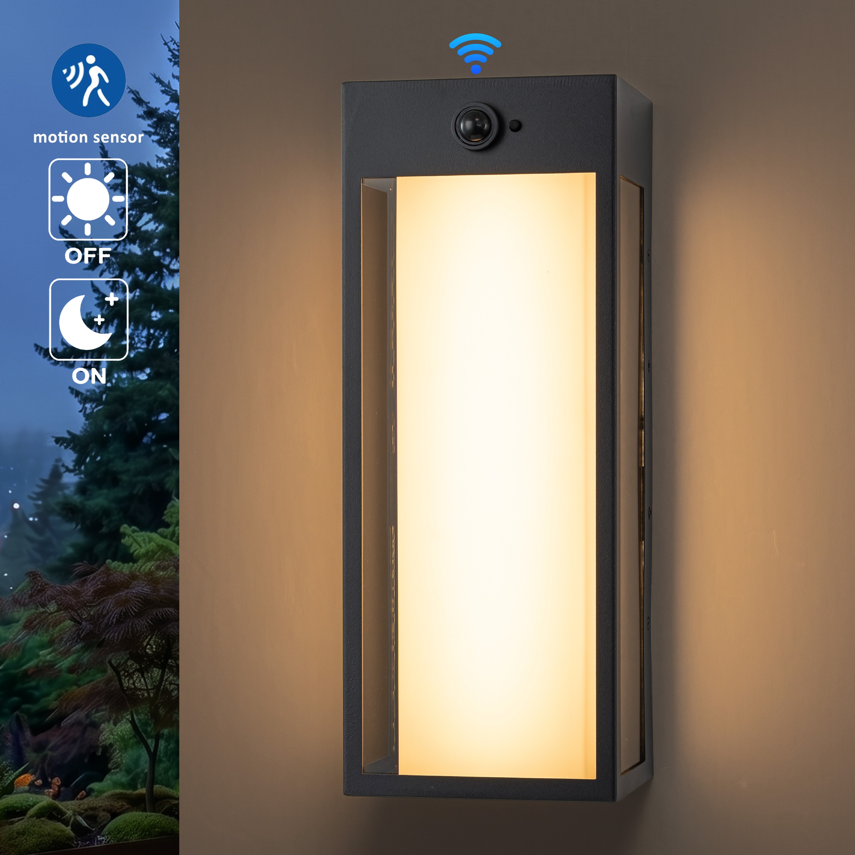 C Cattleya 14.5-in H Matte Black Hardwired Motion Sensor Dusk to Dawn Integrated LED Outdoor Wall Light