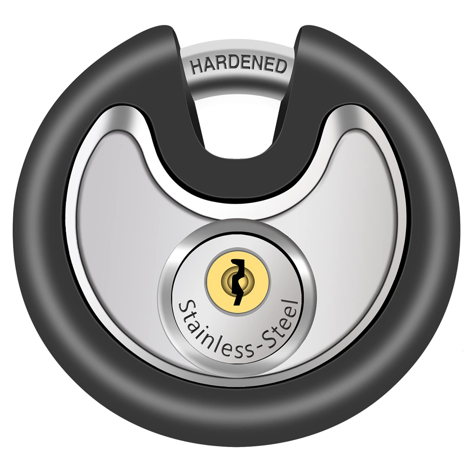 CYIKE  Outdoor Padlock Stainless Steel Disc Lock Waterproof Security Lock with Rubber Bumper Heavy Duty Keyed Lock for Storage Unit Shed Gate