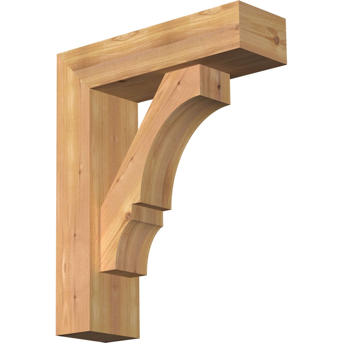 Ekena Millwork 1461935 Balboa Block Smooth Bracket with Offset Brace Western Red Cedar Wood Standard Bracket