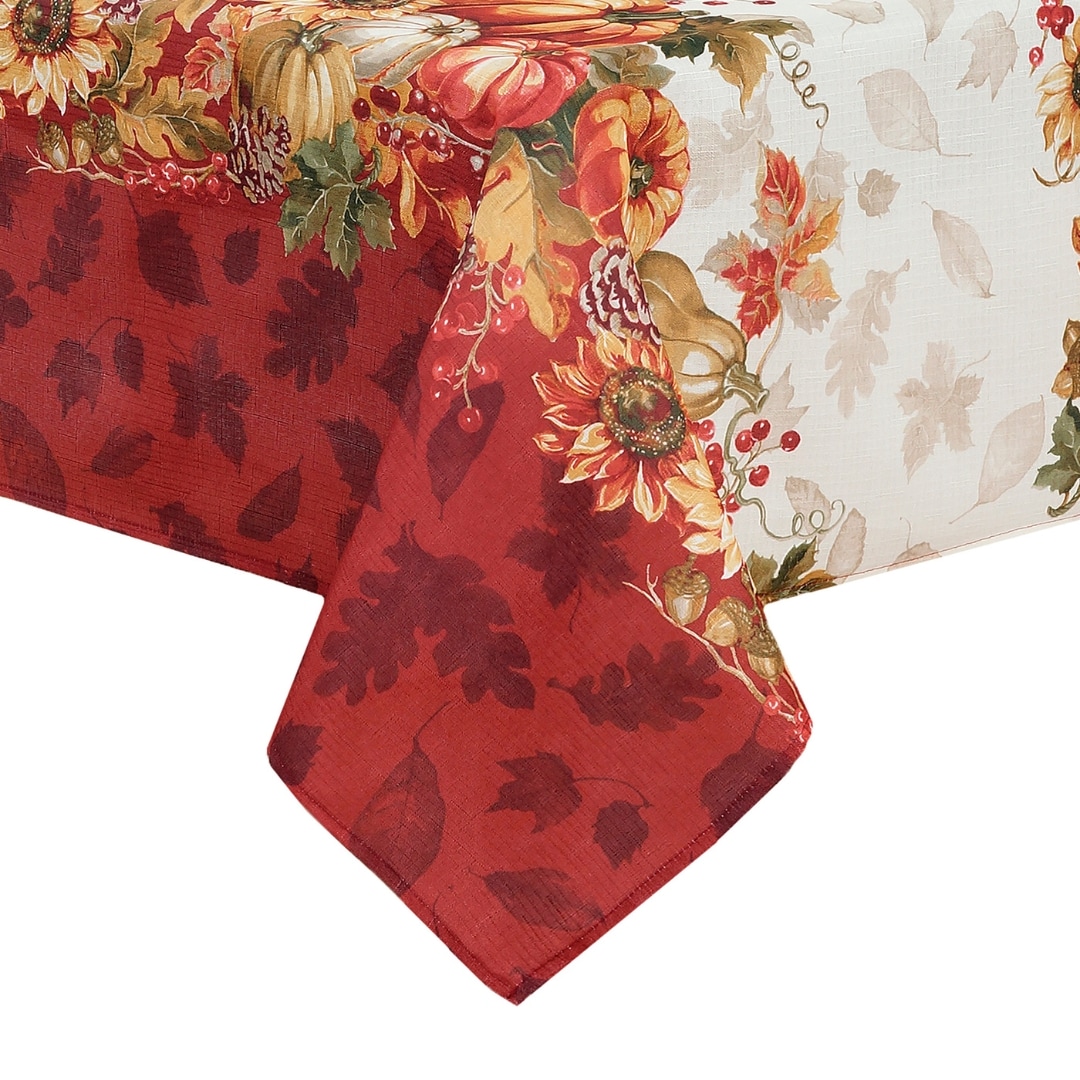 Elrene Home Fashions 026865944310 Swaying Leaves Bordered 60"x84" Indoor Multicolor Table Cover for 6-ft rectangle