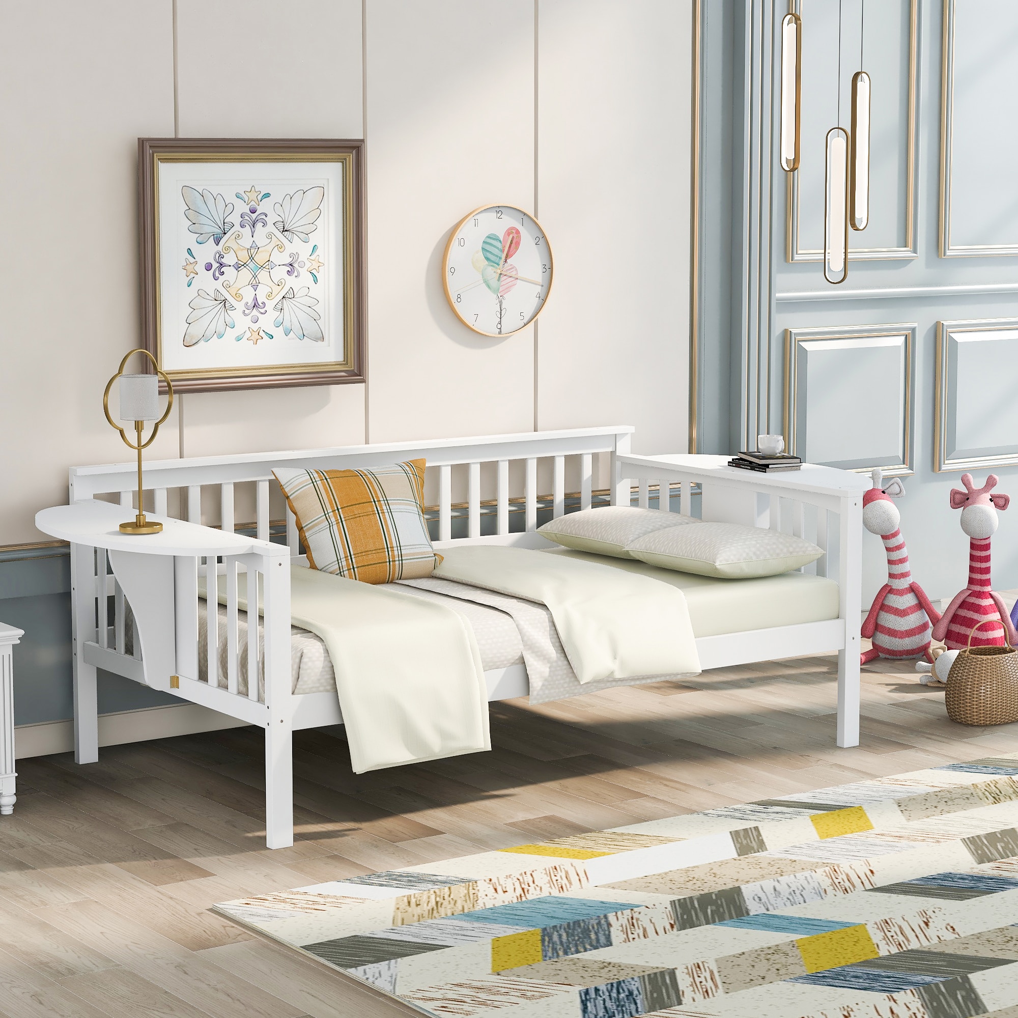 Qualler BLE00507K White Twin Wood Daybed Bed