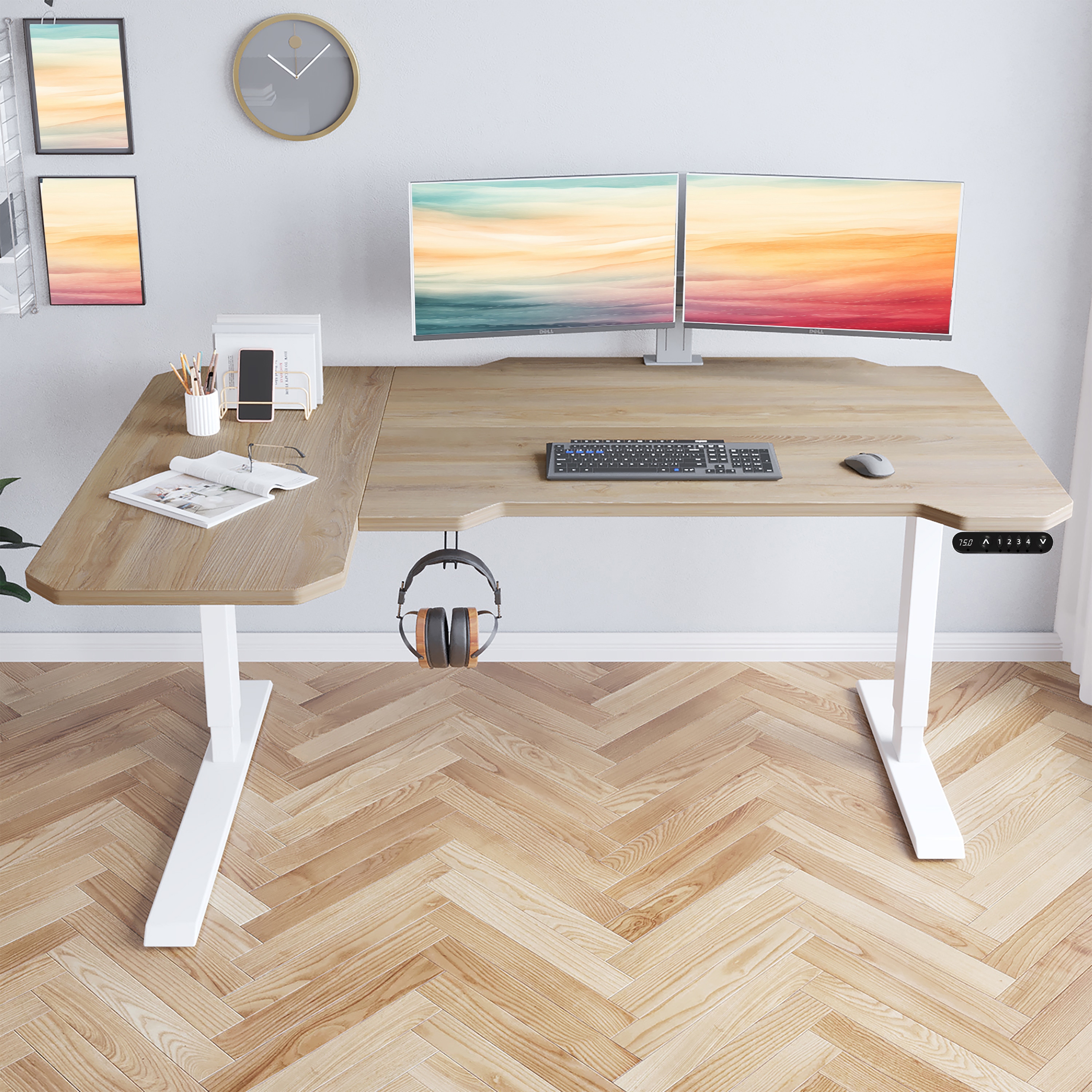 Clihome 59-in Brown Modern/Contemporary Rubberwood Standing desk at ...