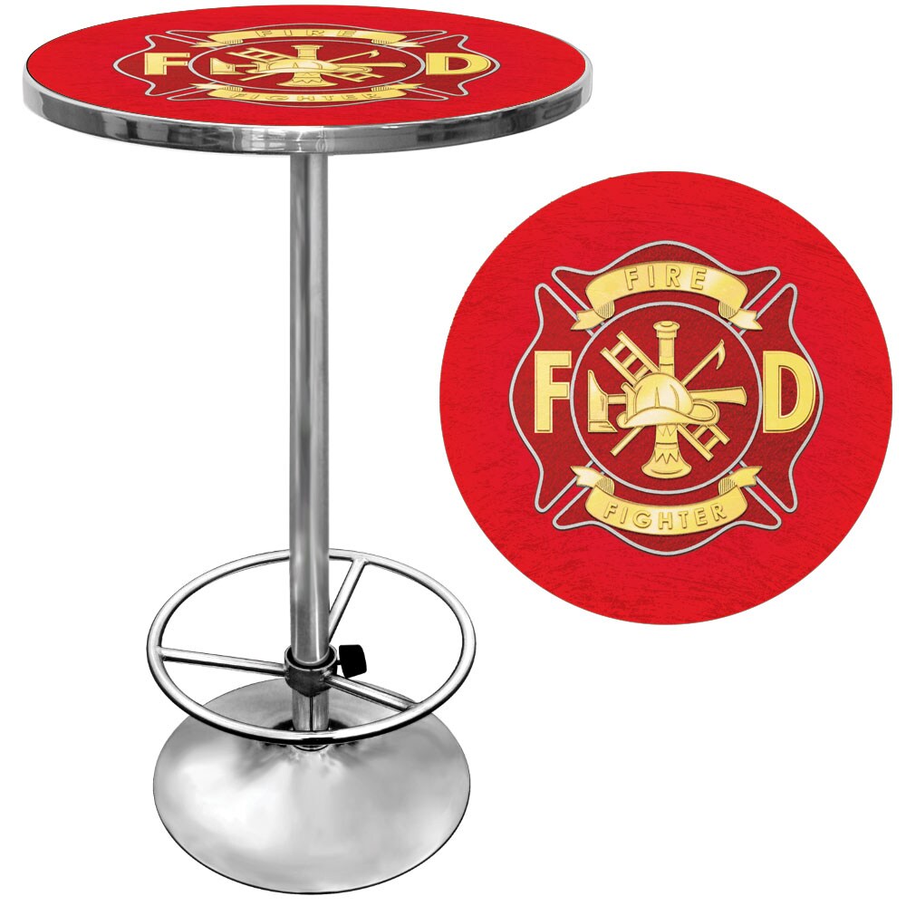 Trademark Gameroom FF2000 Pub Tables Red Round Traditional Bar Table, Composite with Metal Pedestal Base 27.375-in L x 42-in H