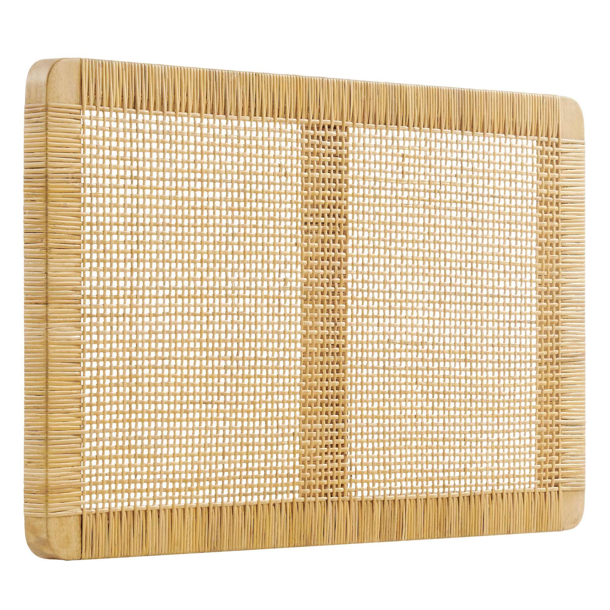 Modway  Sandy Wall Mounted Wood and Rattan Twin Size Headboard in Natural Rattan