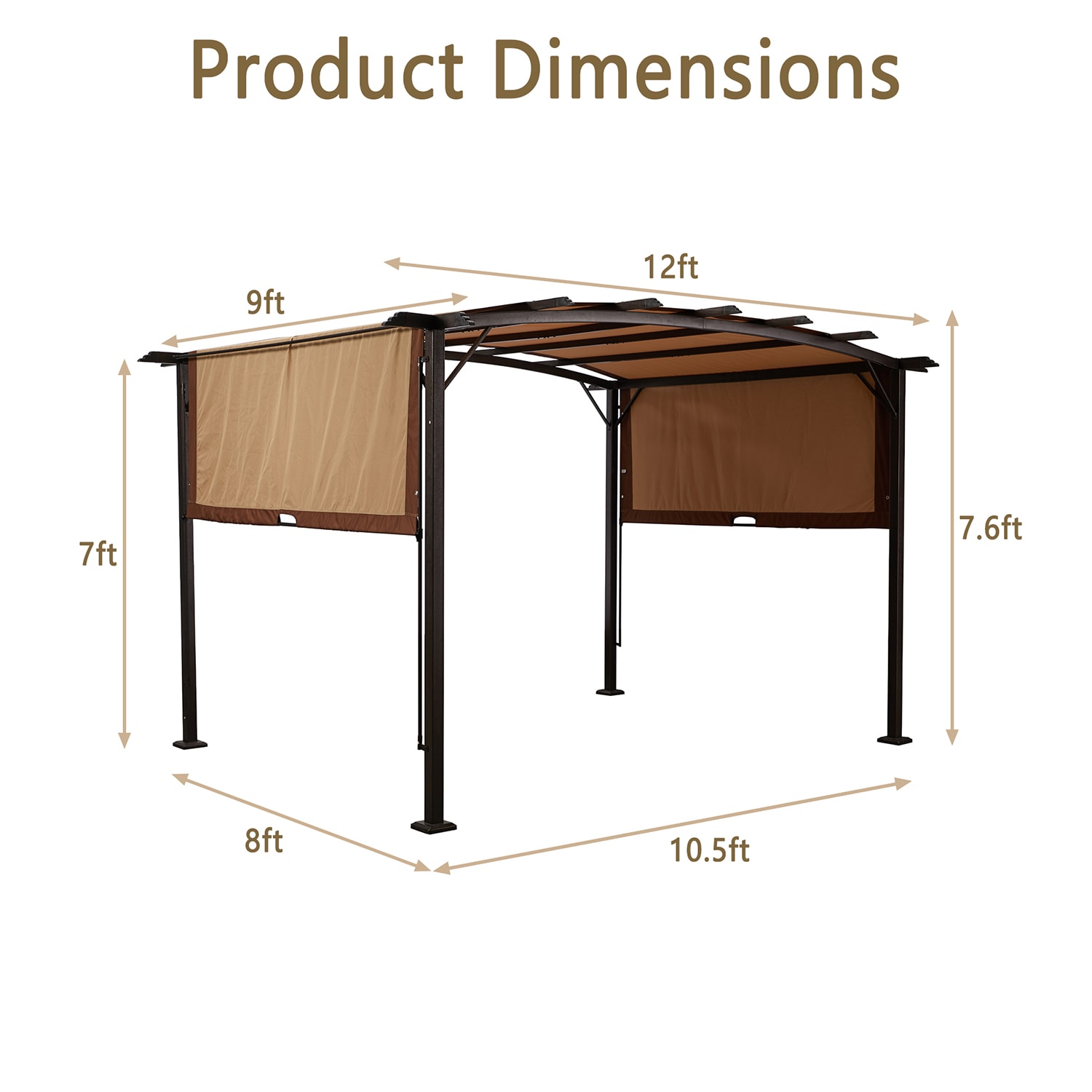 Mondawe Rectangle Brown Metal Polyester Roof Gazebo in the Gazebos ...