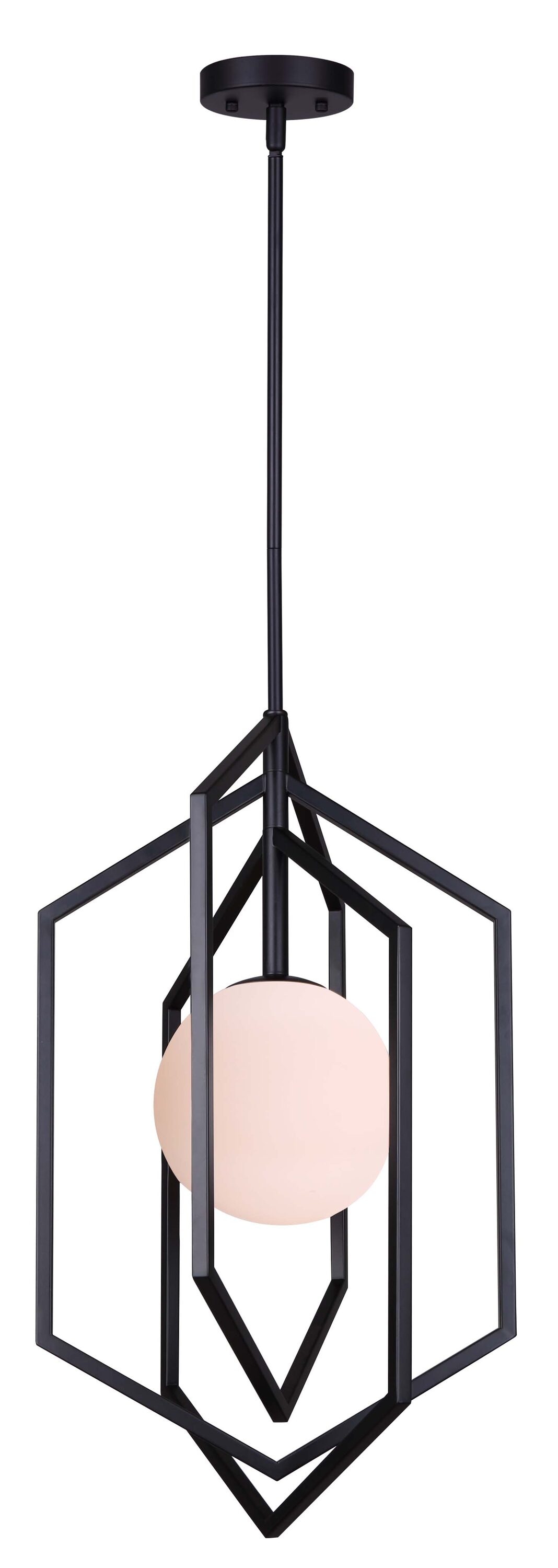 Canarm IPL748B01BK Valen 1 -Light Matte Black Modern/contemporary Opal glass Globe Medium Hanging Pendant light