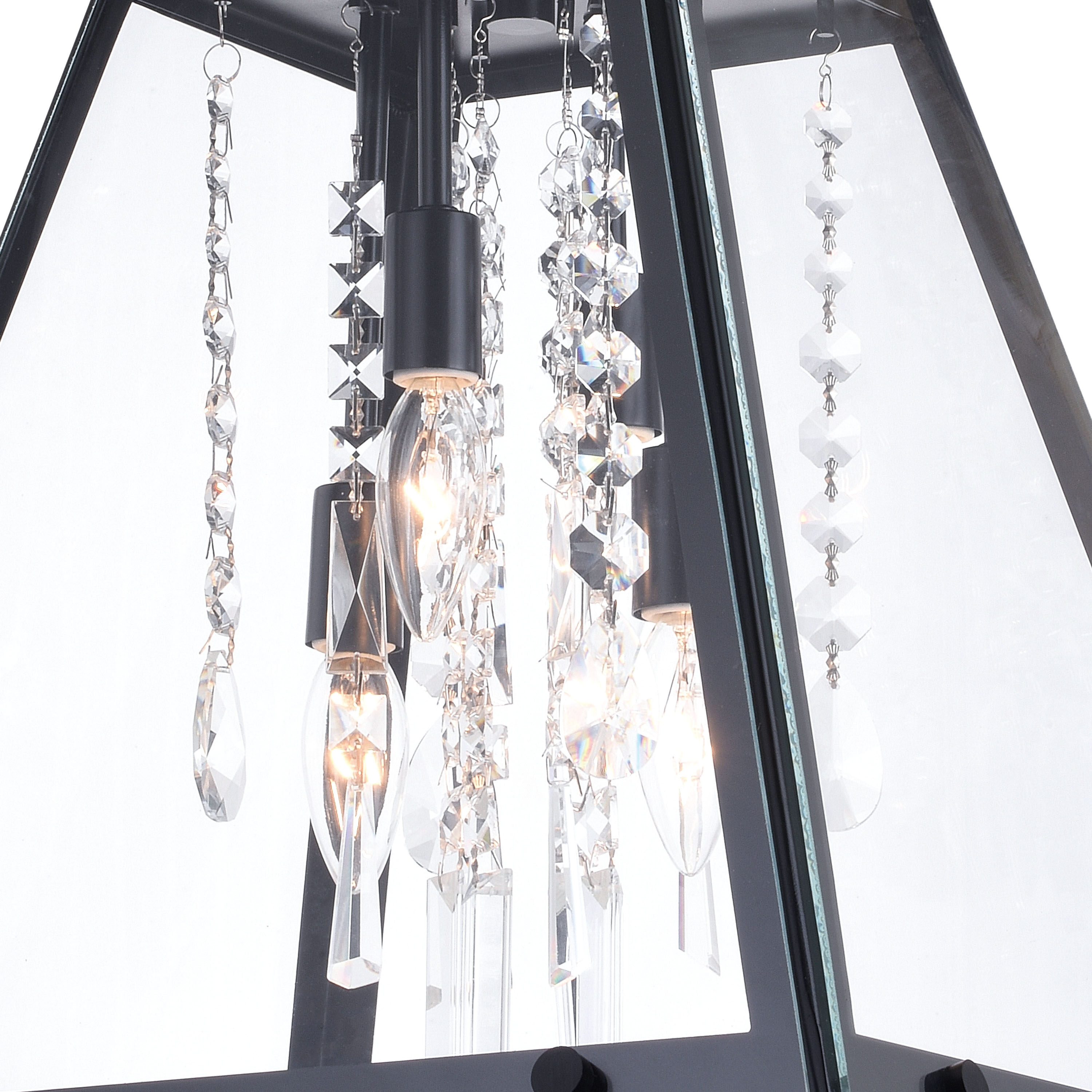 Tremont Urban Loft 15" Mini Pendant in Matte Black with Crystal Strands