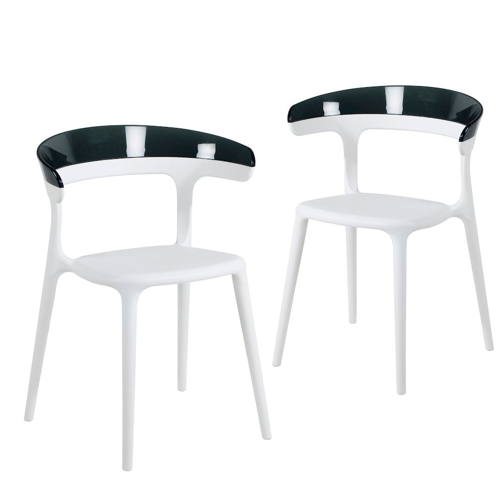 Omax Decor PF8001 Mia Resin Patio Dining Chair in White  Set of 2