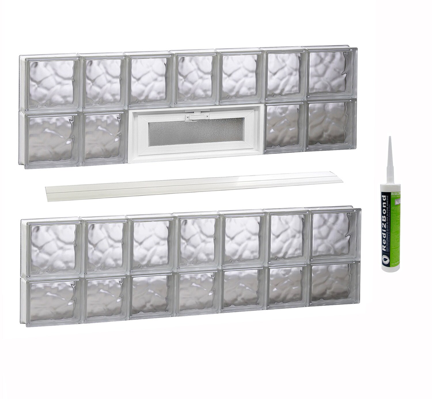 REDI2SET V4630DC Wavy Glass Frameless Replacement Vented Glass Block Window