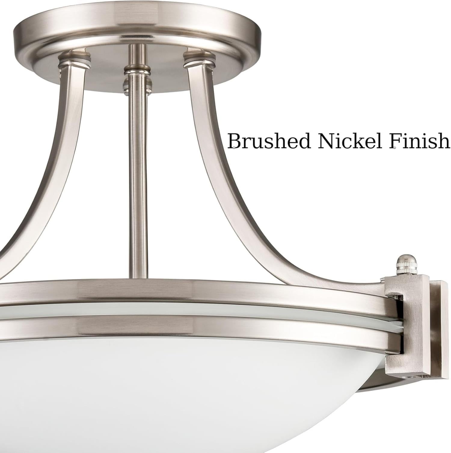 Brushed Nickel Frosted Glass Bowl Ceiling Light