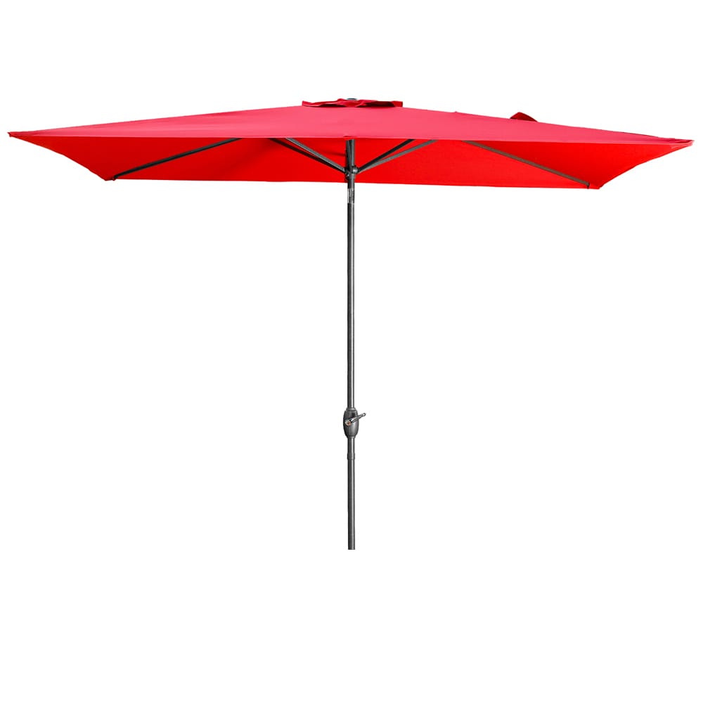 Kahomvis HEY-QP109-150 10-ft Aluminum Red Market Patio Umbrella