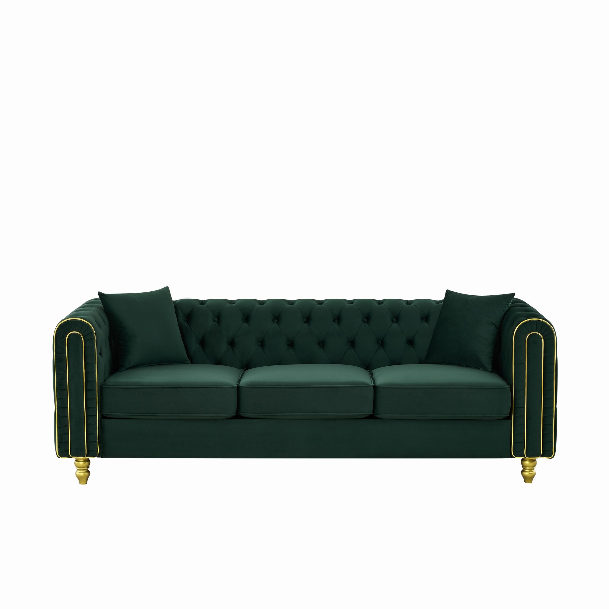Bybafun - 86-in W Modern Green Velvet 3-seater Loveseat