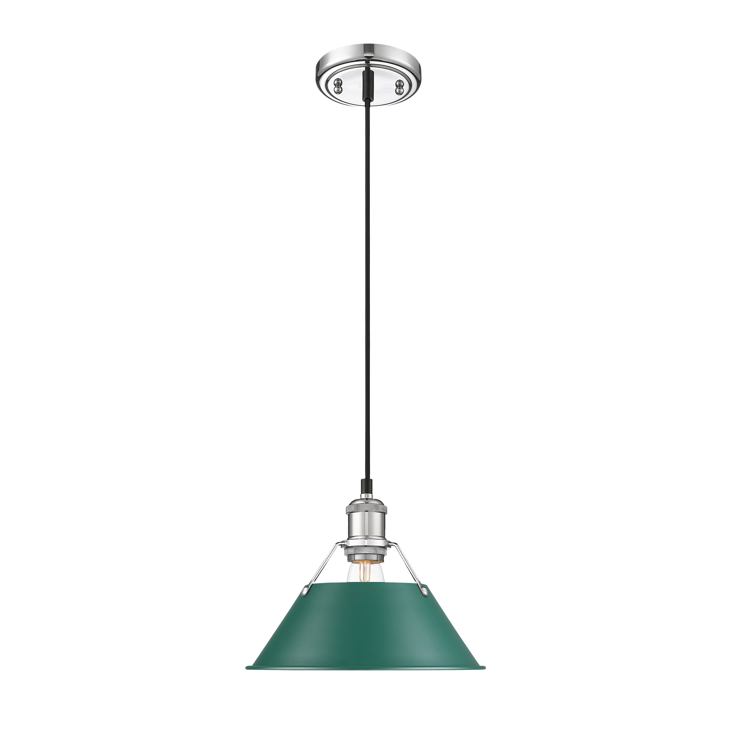 Golden Lighting 3306-M CH-GN Orwell 1 -Light Chrome Transitional Cone Medium Hanging Pendant light