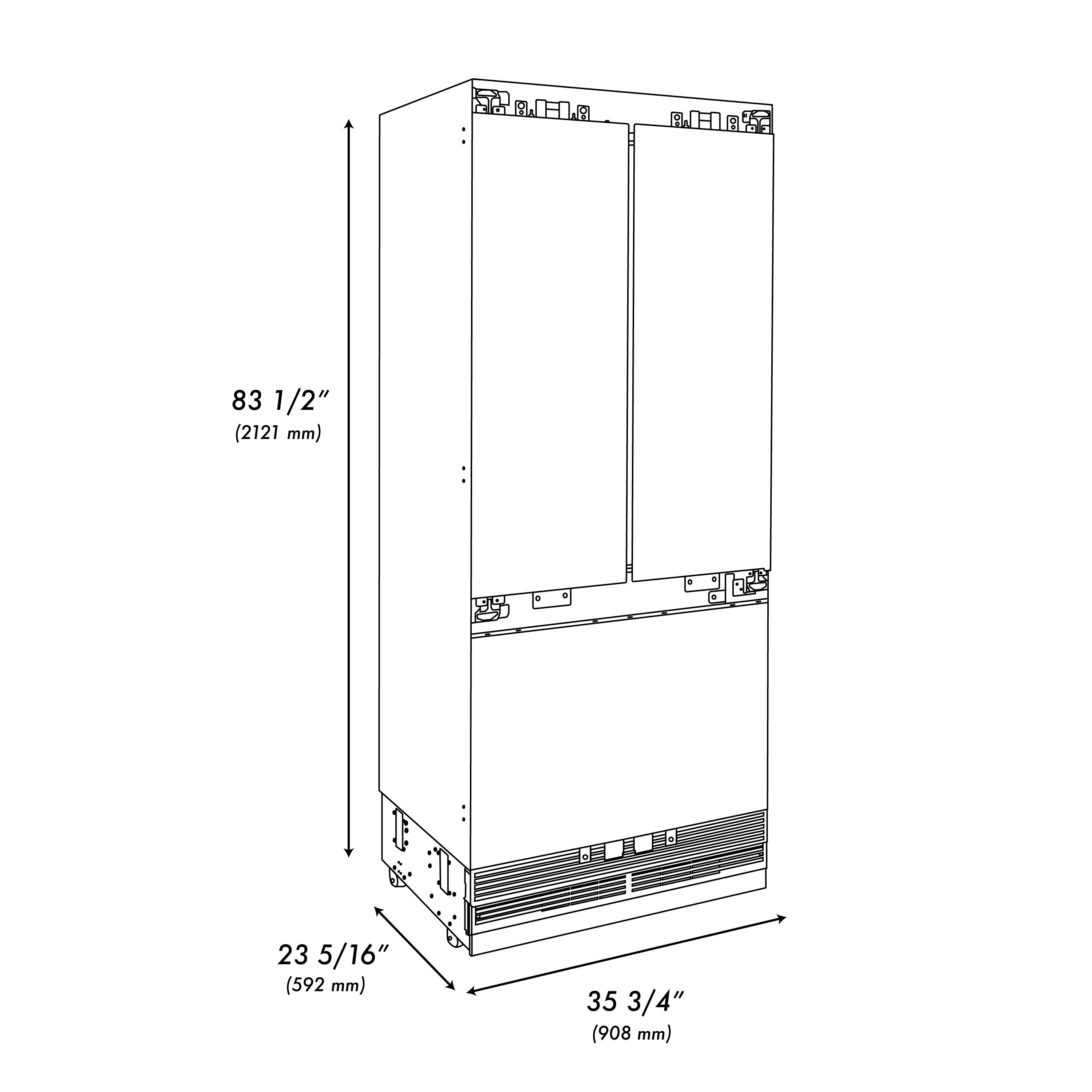 ZLINE 36 19.6 Cu. ft. Built-In 3-Door French Door Refrigerator with Internal Water and Ice Dispenser in White Matte (RBIV-WM-36)