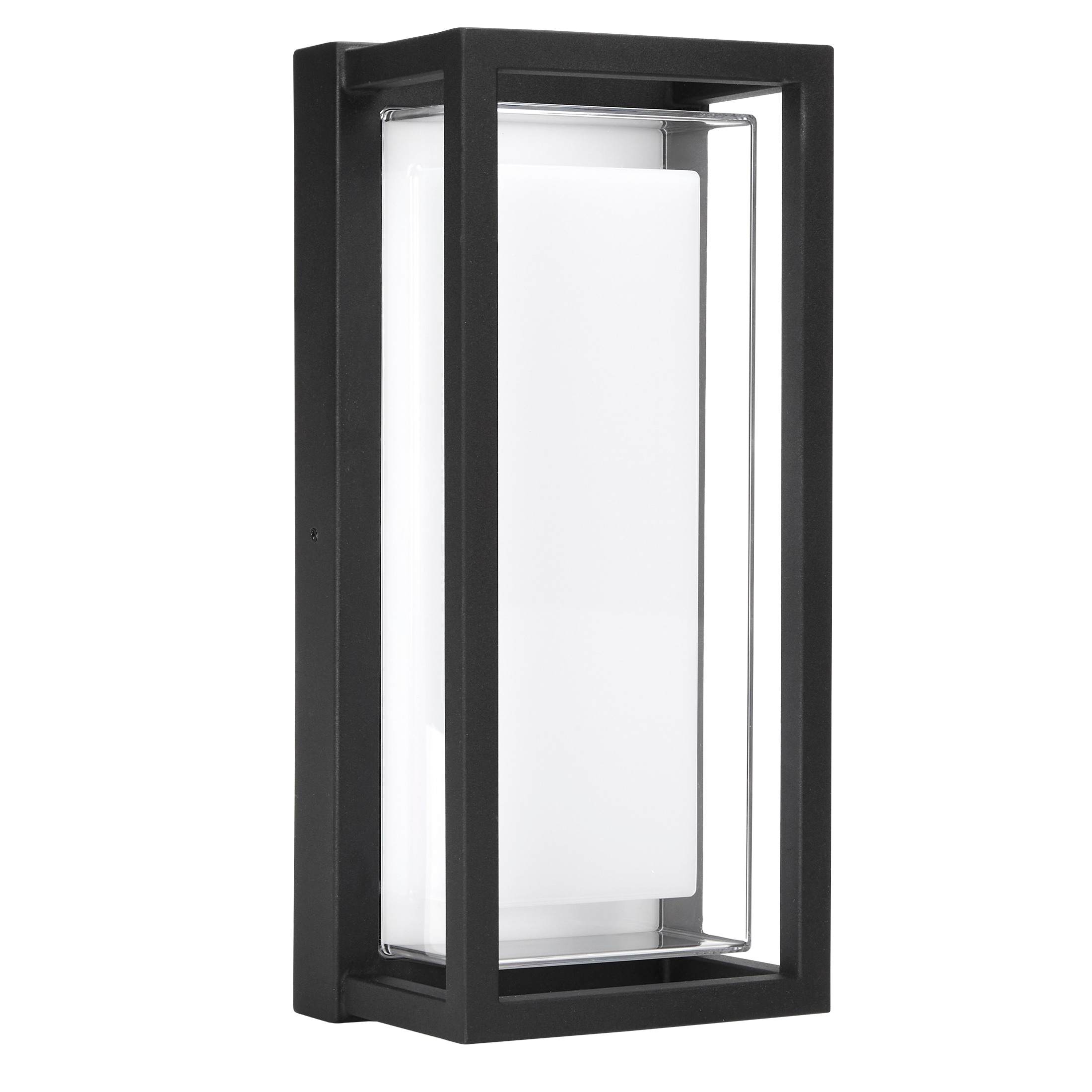 Black Matte Rectangular LED Outdoor Wall Sconce with Frosted Glass