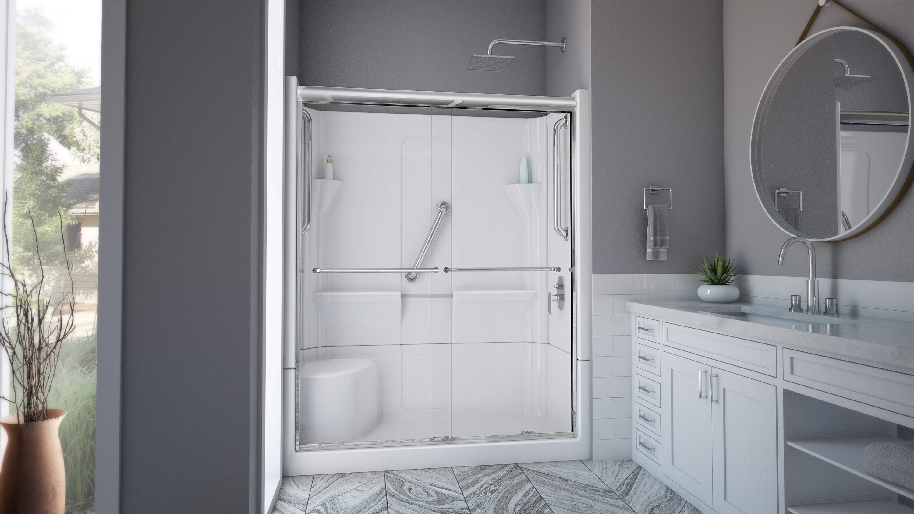 Laurel Mountain 6030SH1S4PSLWC1 Alcove-Shower-Kit - View #9