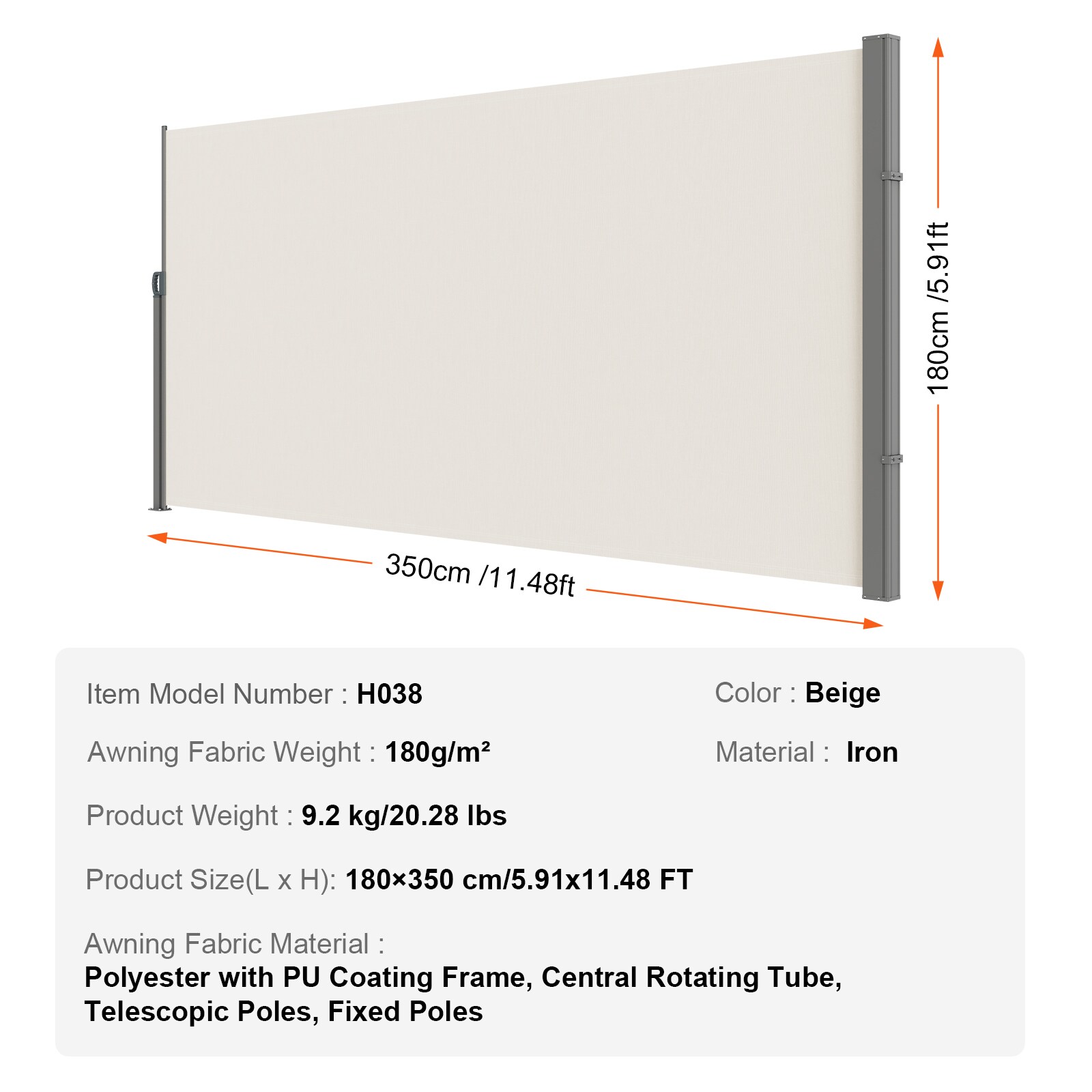 VEVOR KSSCP180X350VY7PHV0 awnings - View #10