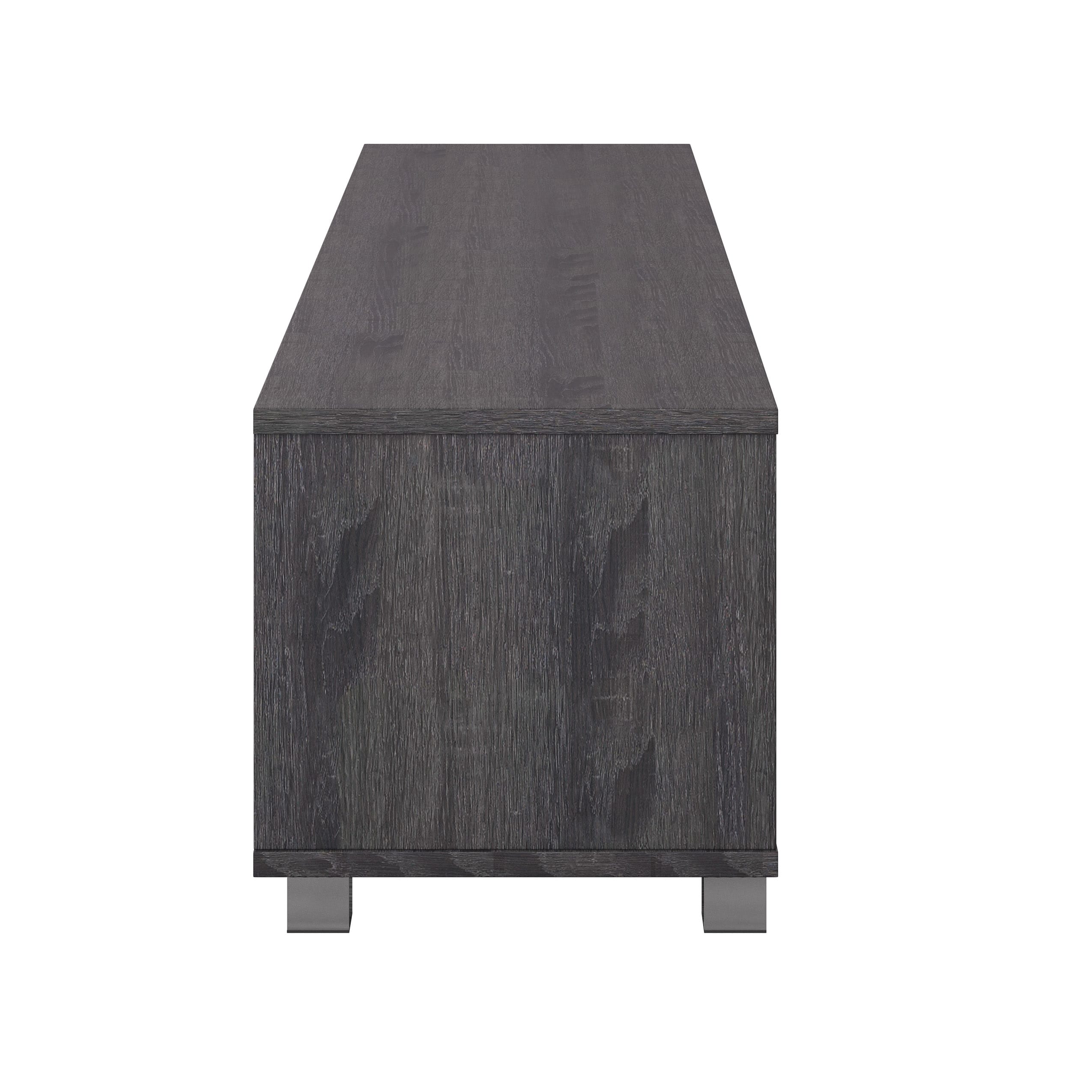 Dark Gray Wood Grain TV Stand with Cabinets for TVs up to 85"