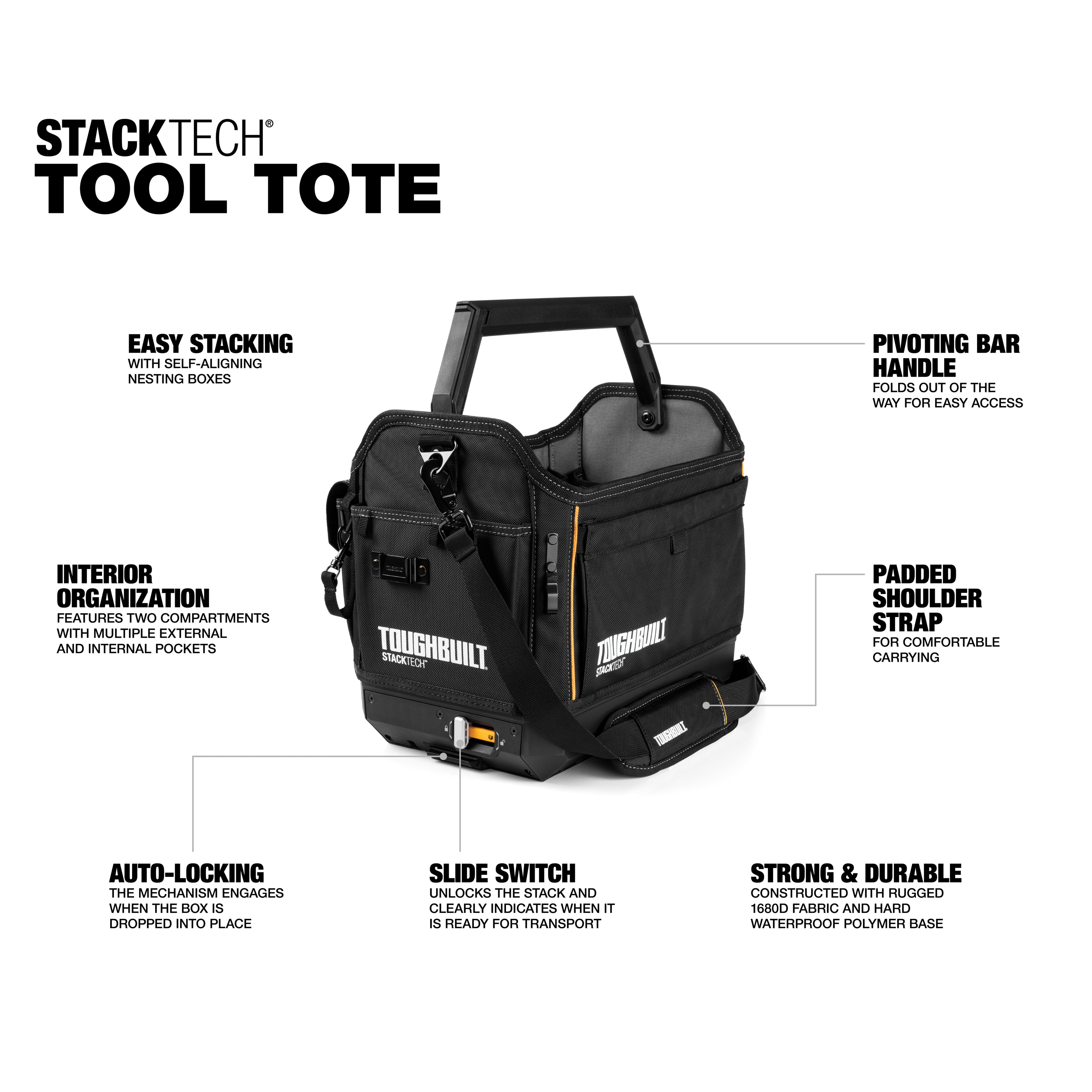 TOUGHBUILT STACKTECH Black Polyester 18-in Tool Tote in the Tool 