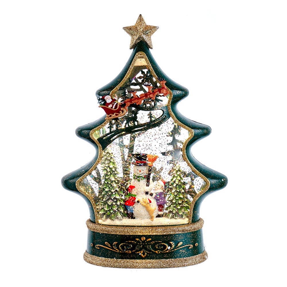 11.25-Inch Battery Operated Water Snowman Tree with Santa Sleigh