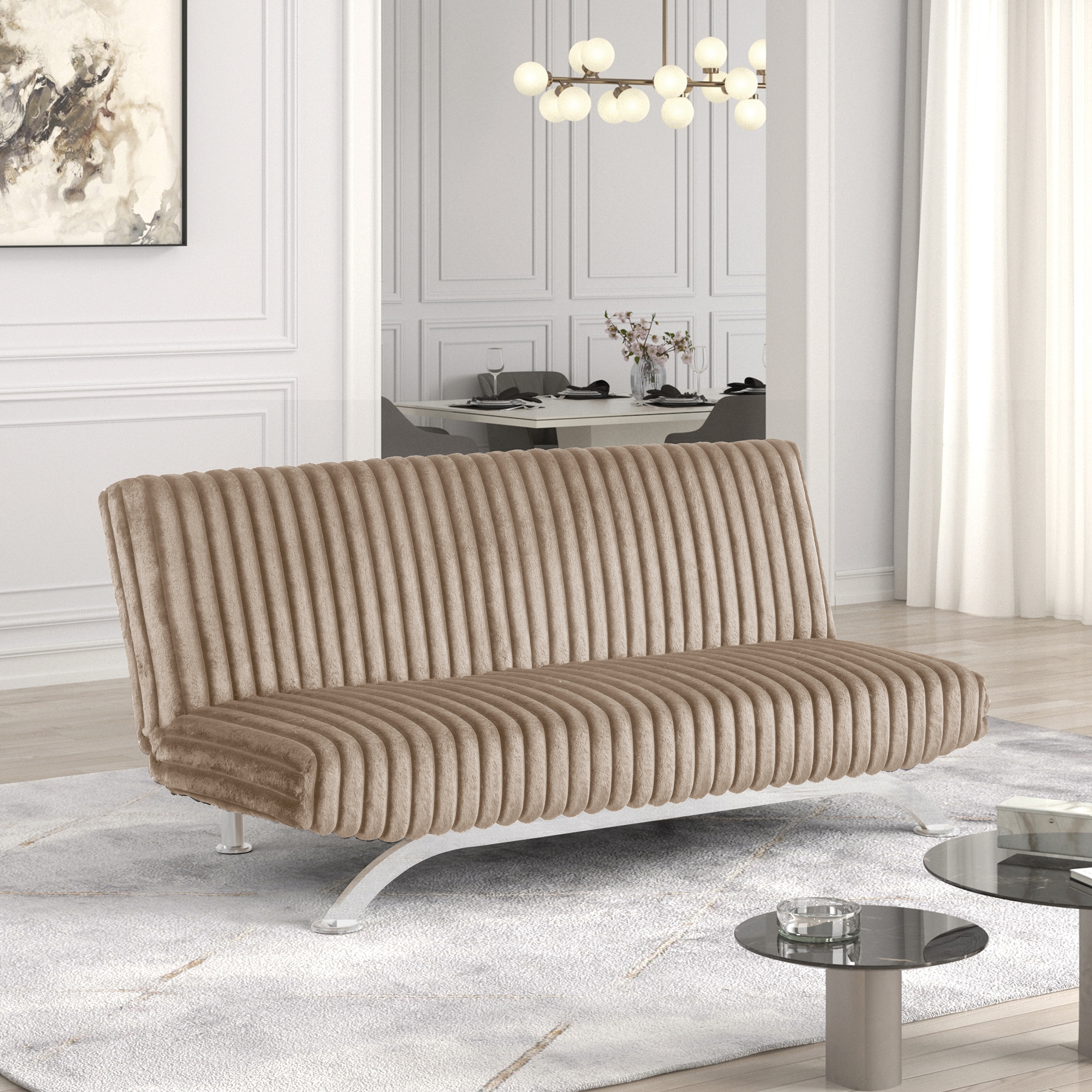Furniture of America IDF-N2906TP Mealiz Taupe Contemporary/Modern Polyester Futon