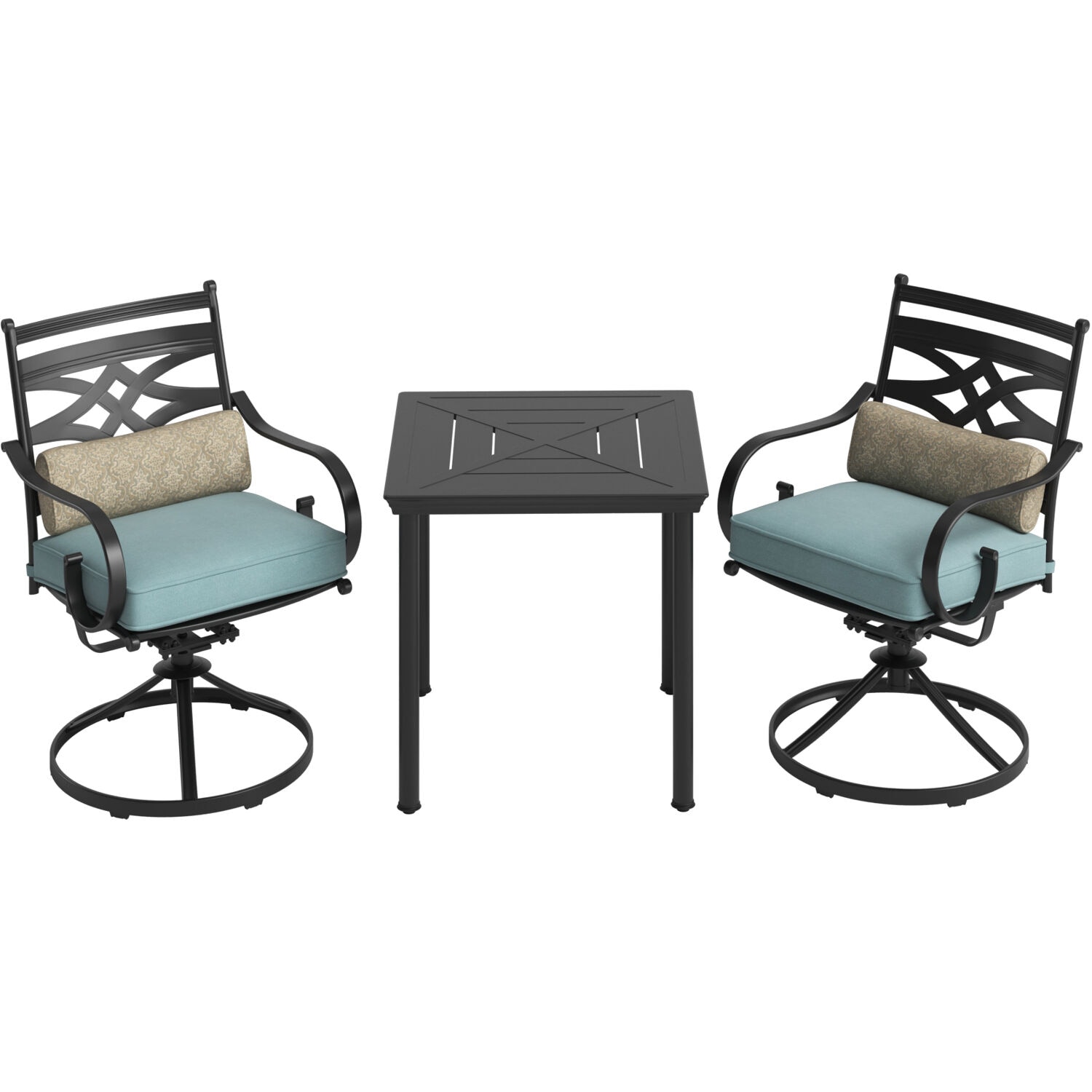 Montclair Ocean Blue 3-Piece Outdoor Bistro Set with Swivel Rockers