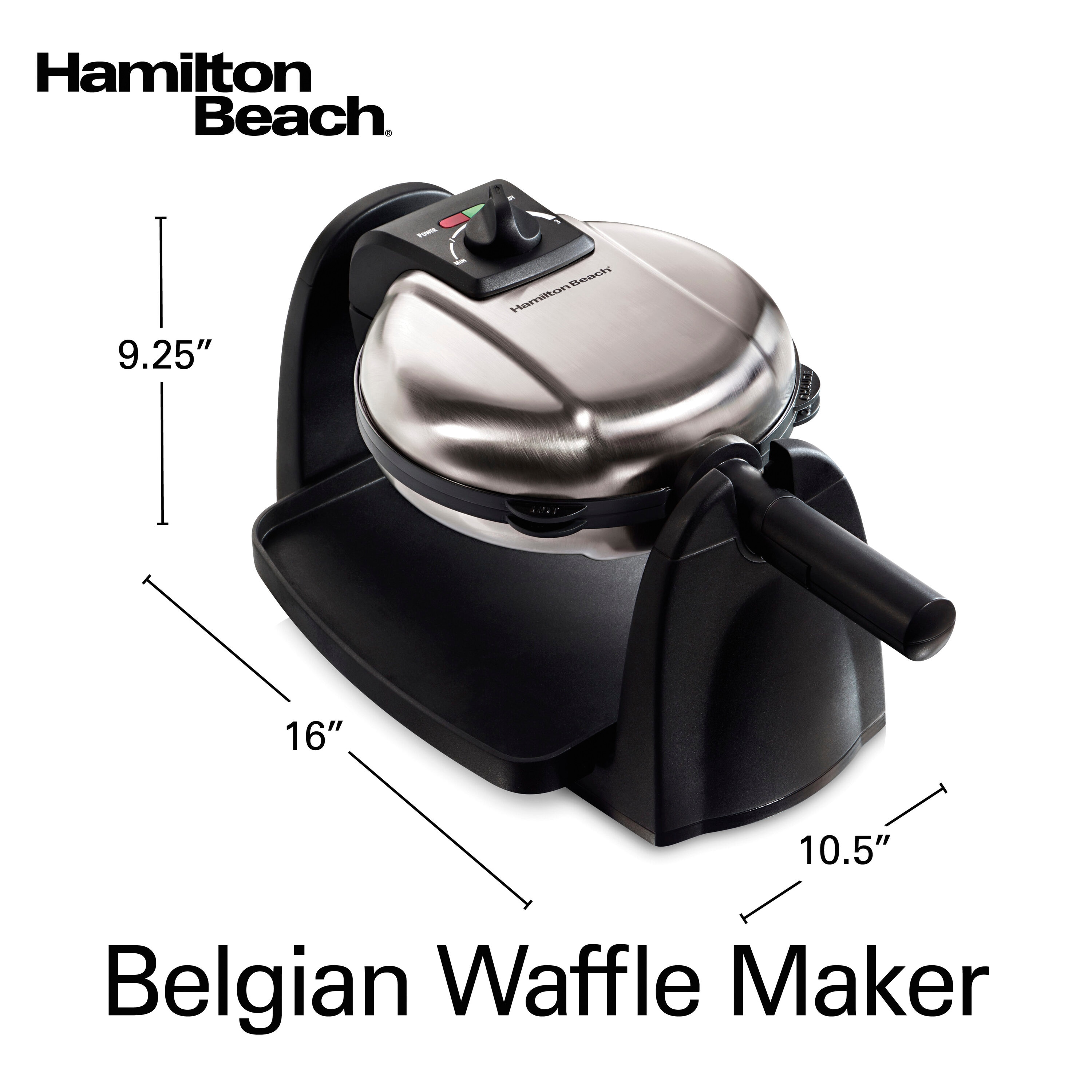 Hamilton Beach 26201 Black Double 7 Round Belgian Waffle Maker 