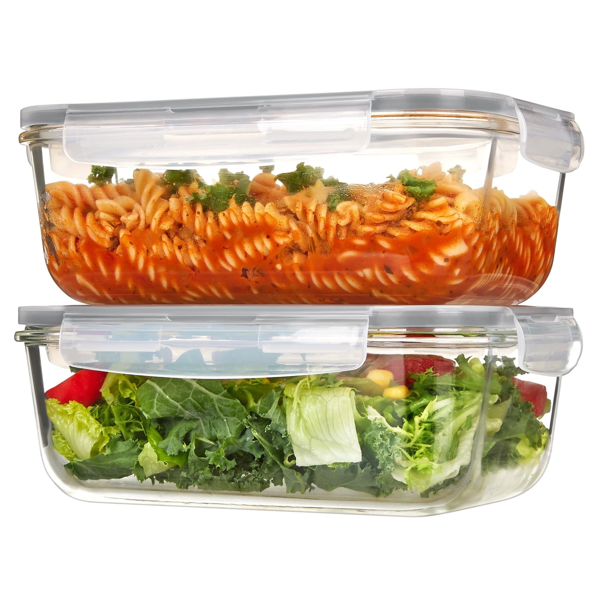 Etokfoks  2 Pack 63oz Large Glass Food Containers with Airtight Leakproof Lids Oven Microwave Freezer Safe Storage Set