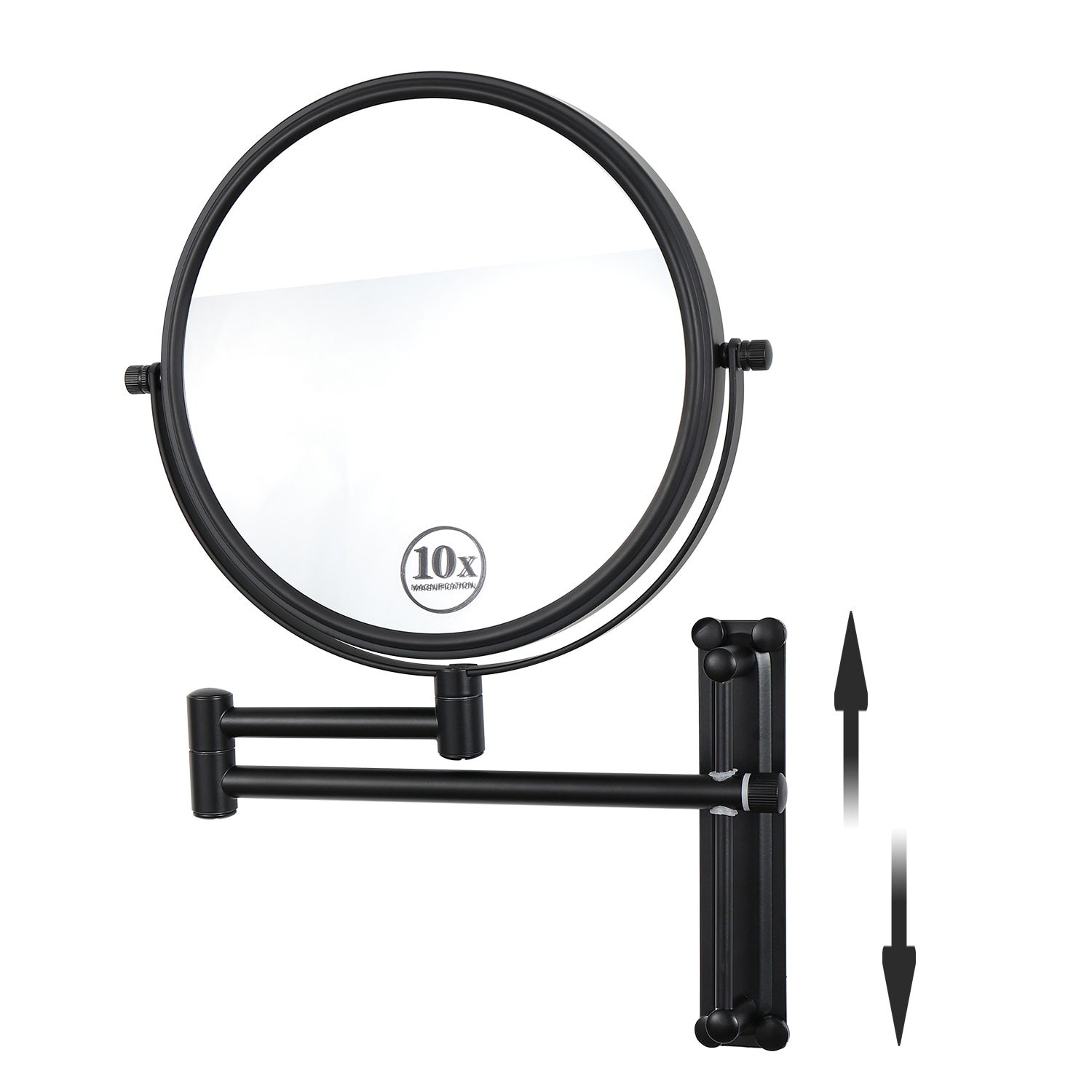 Kahomvis FLY-QPW6-6580 16.7-in x 13-in Black Double-Sided 10x Magnifying Wall-mounted vanity mirror