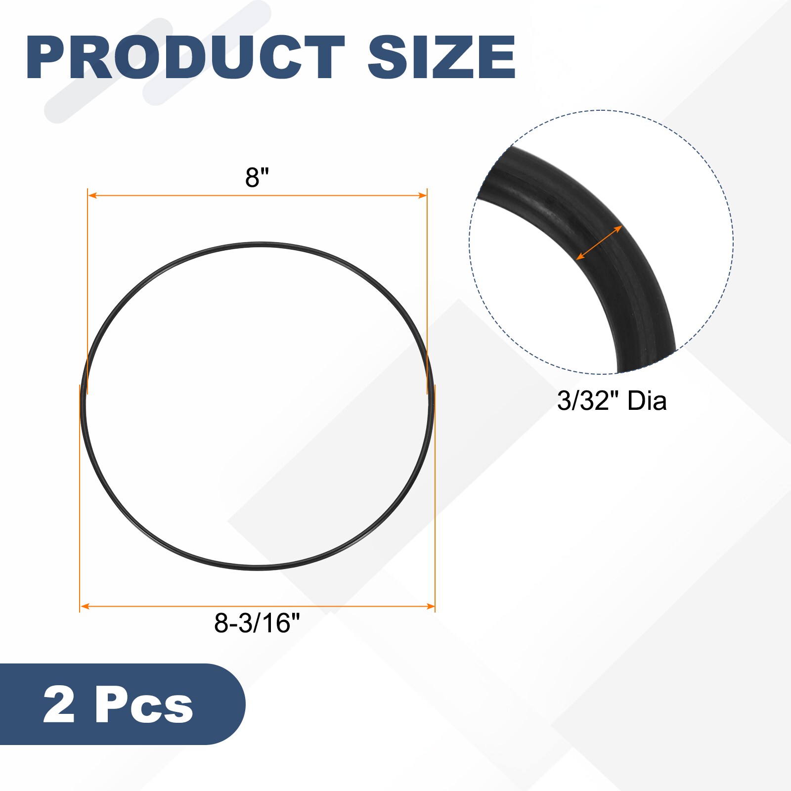 Unique Bargains 2pcs AS-171 O-rings Nitrile Rubber O-Rings 8 Inch ID 8 ...