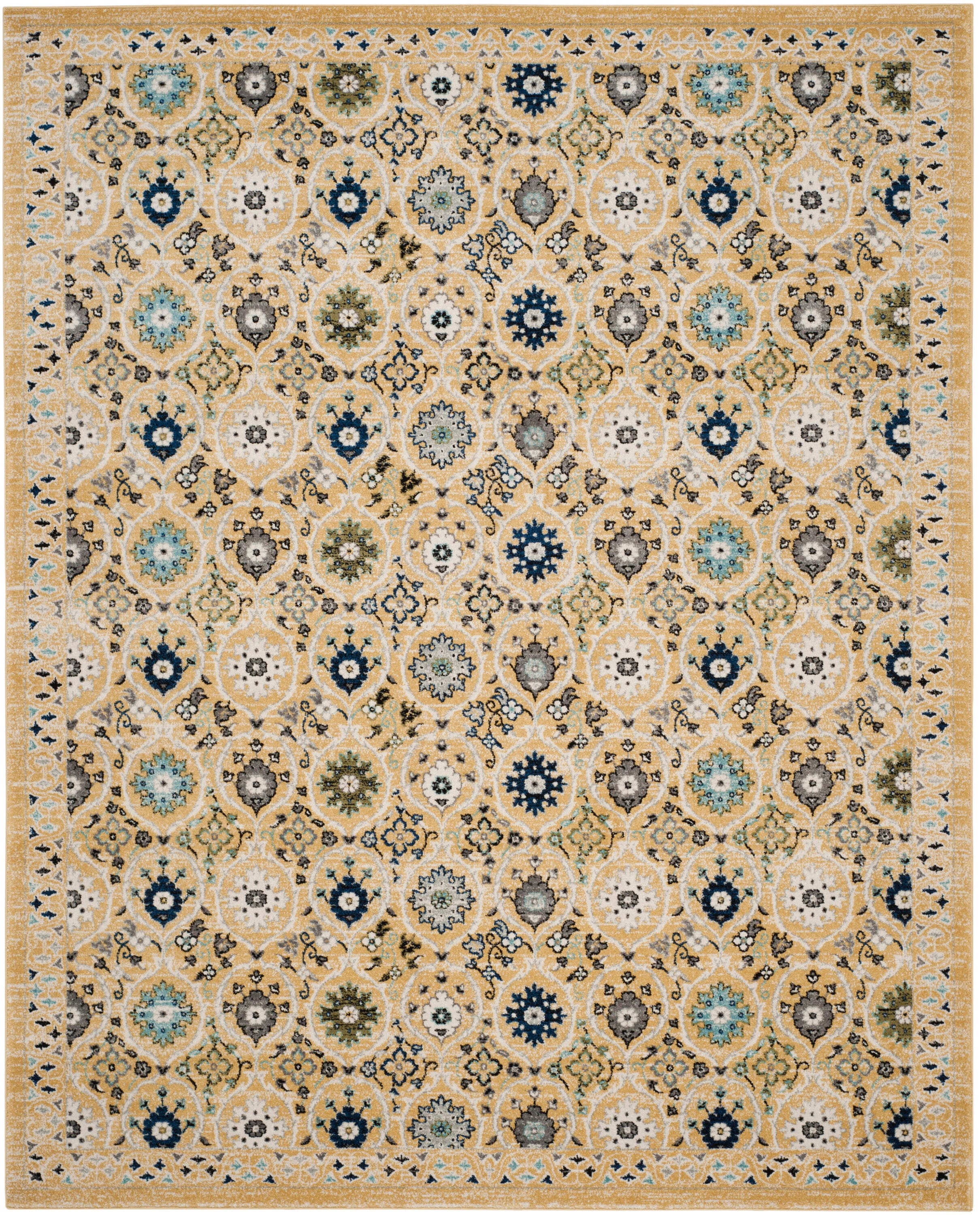 Safavieh EVK210B-8 Evoke Baxter 8 x 10 (ft) Loomed Synthetic Gold/Ivory Rectangular Indoor Floral/Botanical Global Area rug