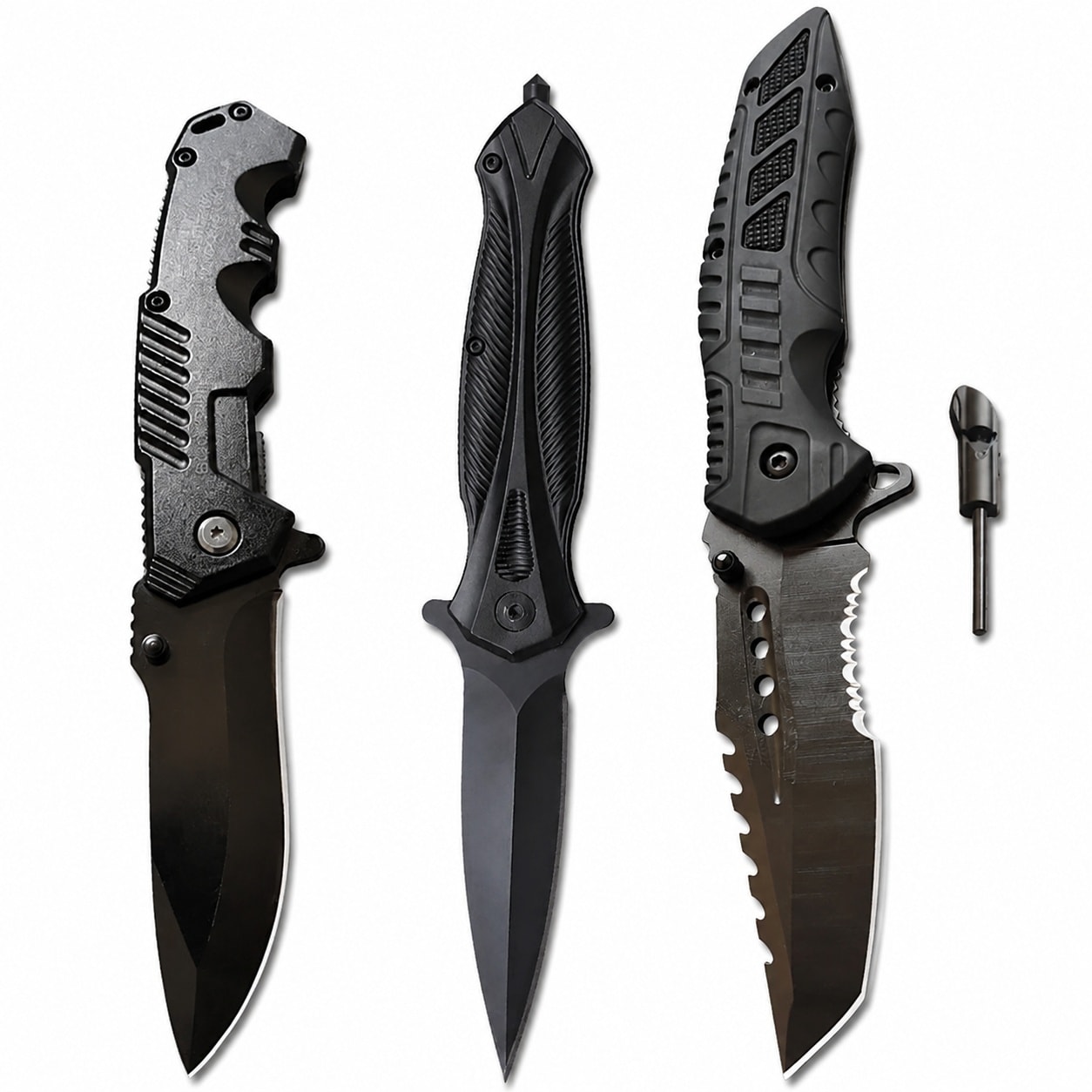 Linder Group Inc 3 Piece Pocket Folding Knives Set with 440C Stainless ...