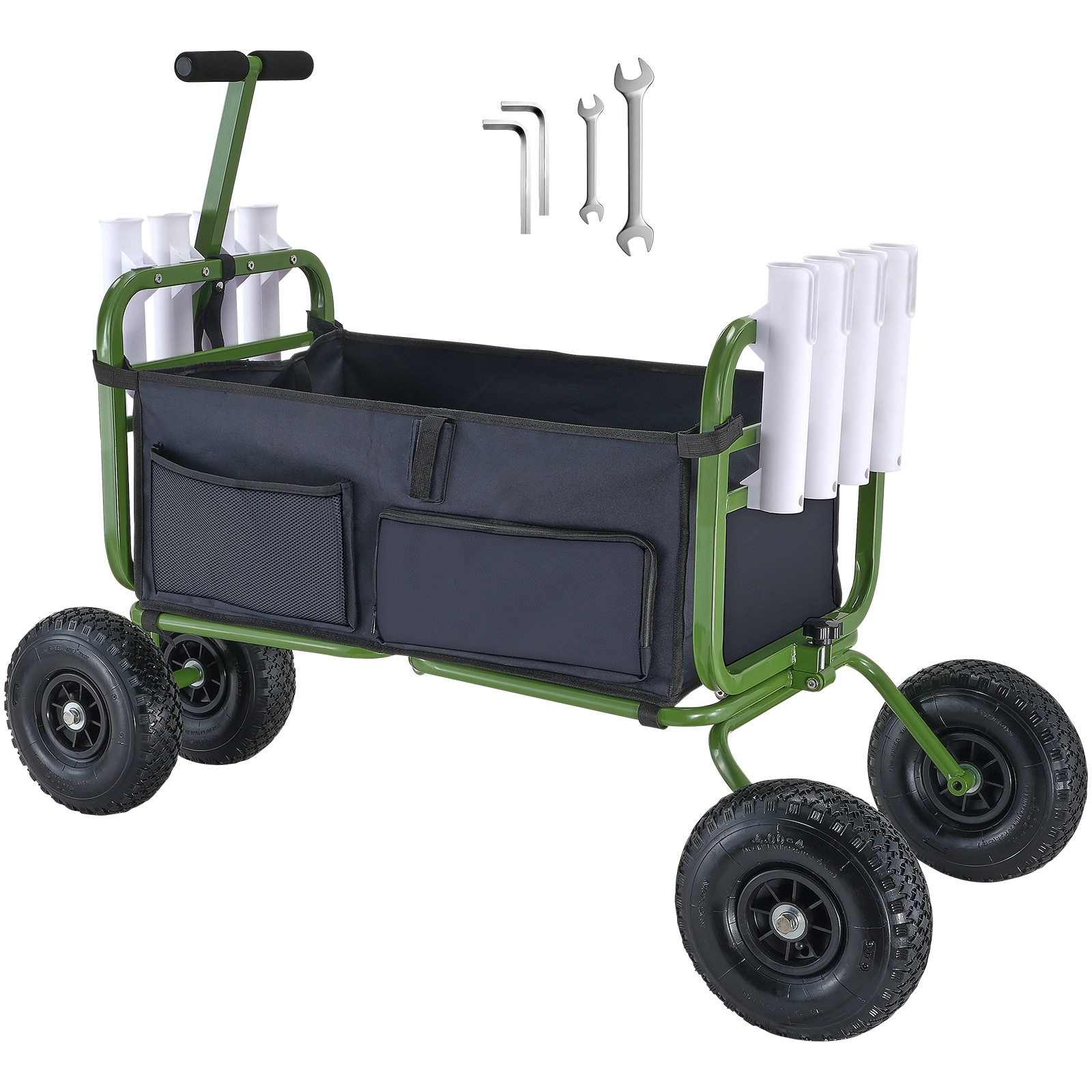 VEVOR SLKYJCKZD000GFIOEV0 Beach Fishing Cart Green Steel Outdoor Serving Cart