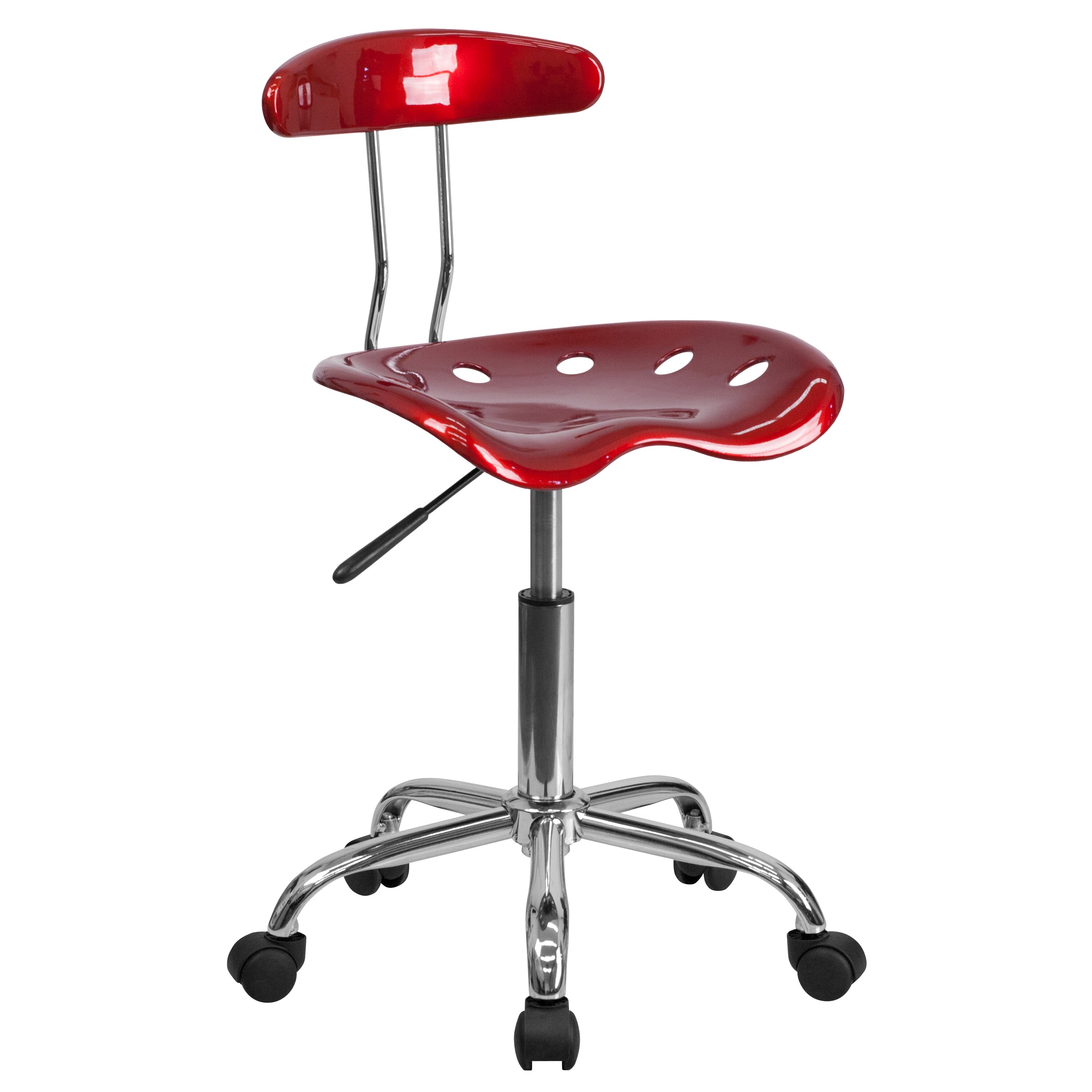 red plastic desk chair