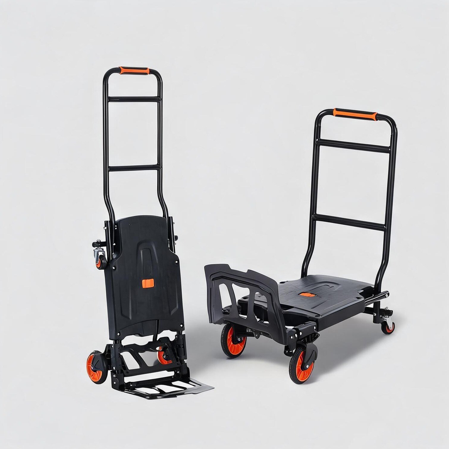SunJet Black-Toned and Rubber Wheels Hand Trucks and Dollies with Folding Design Carbon Steel #M5LW9GZECLD4
