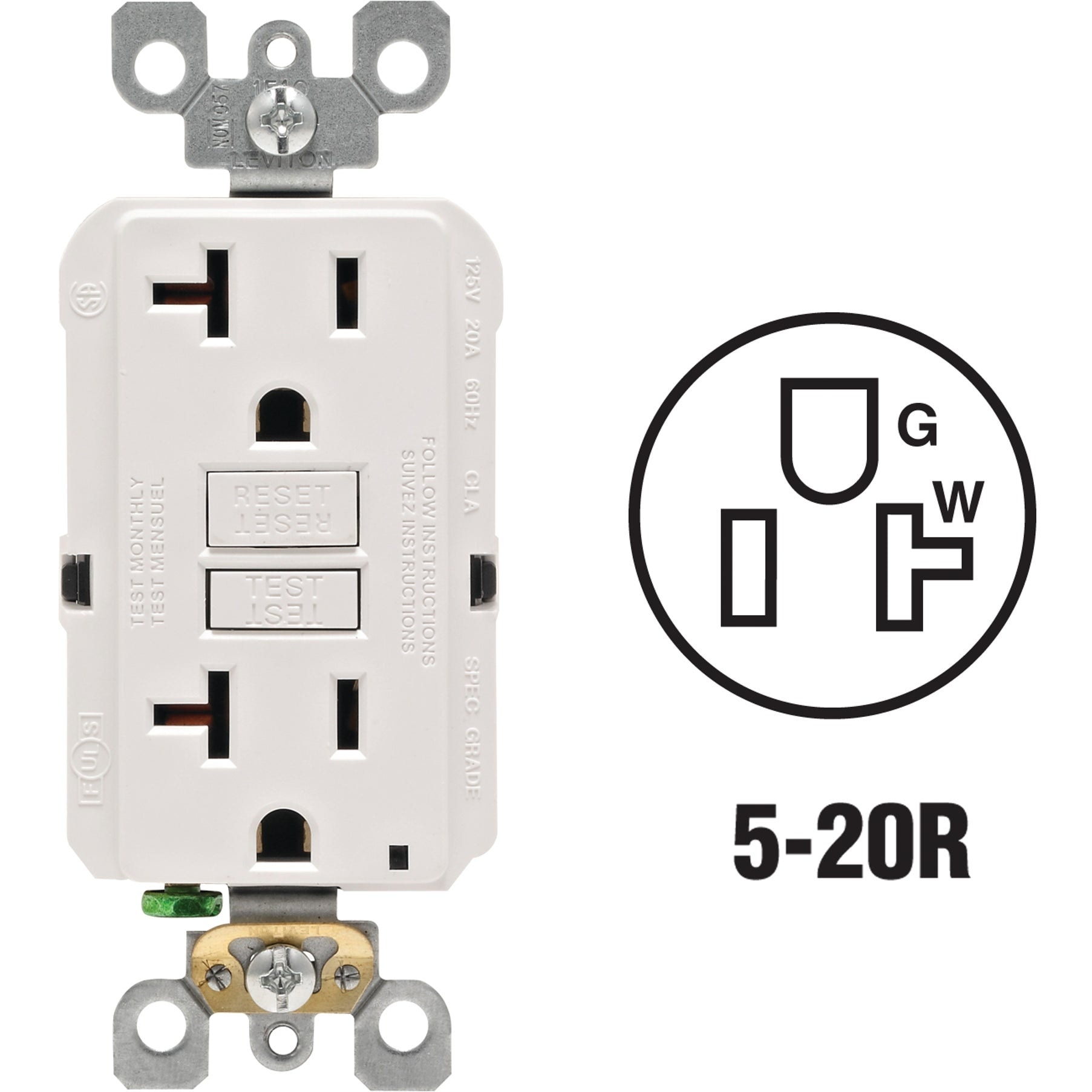 Leviton Pack of 1 White R02-GFNT2-0KW #501481