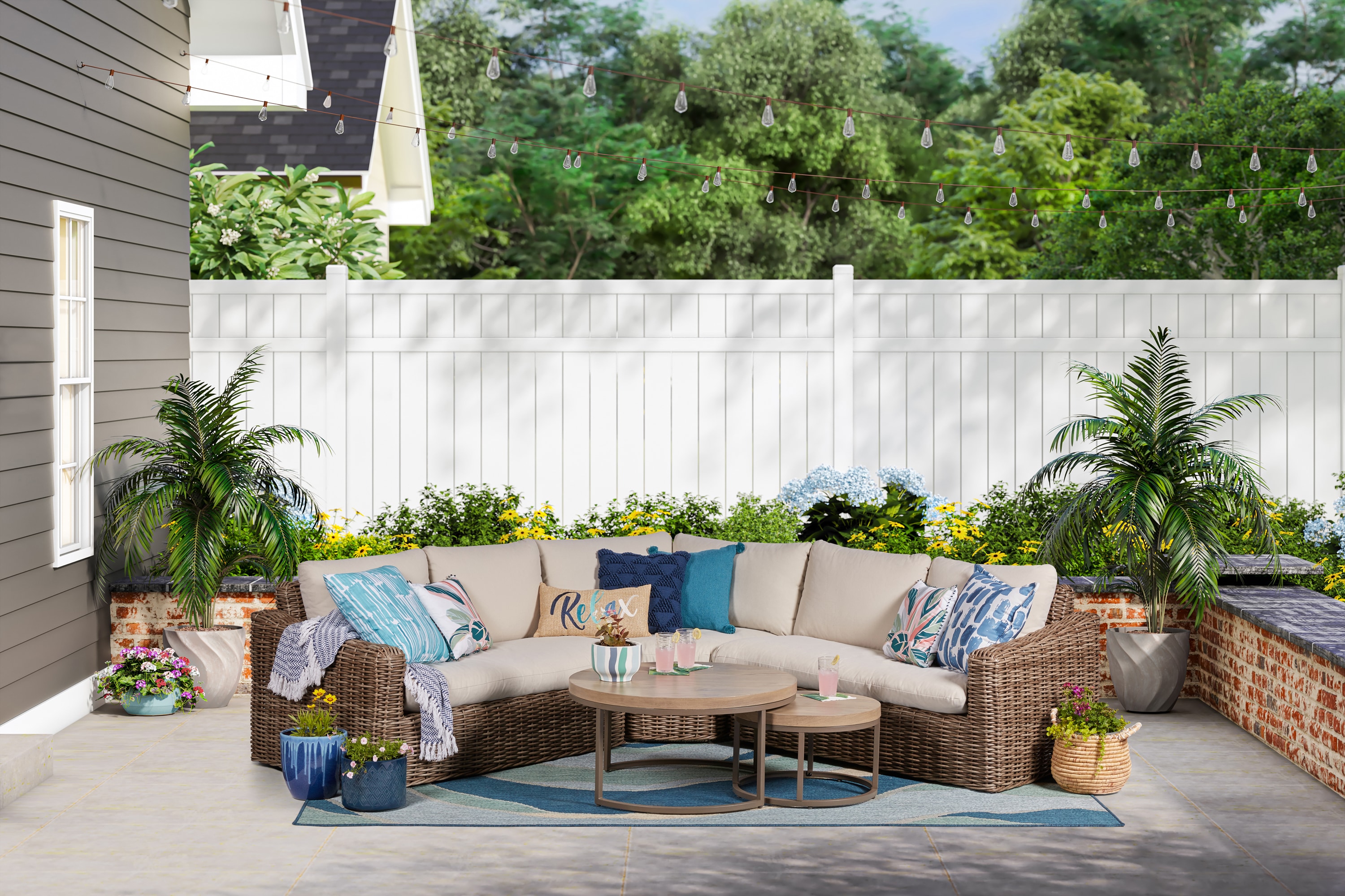 Shop allen + roth Maitland 5Piece Patio Sectional Conversation Set at