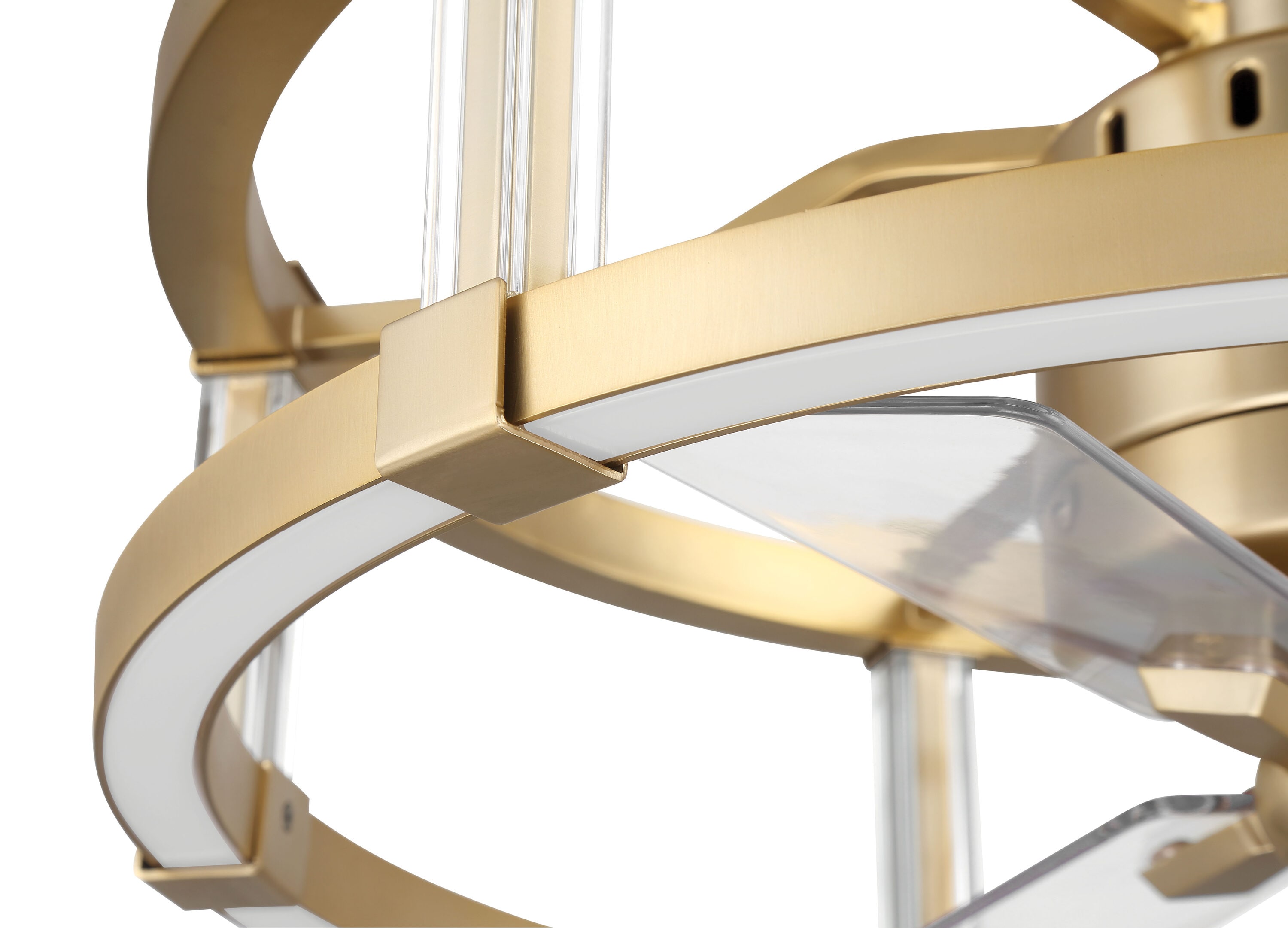 Alexis 18" Satin Brass Ceiling Fan with Clear Acrylic Blades and LED Light
