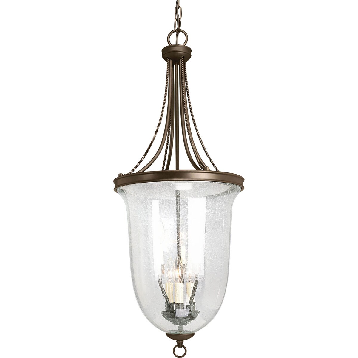Progress Lighting P3754-20 Seeded Glass 6-Light Antique Bronze Transitional Chandelier
