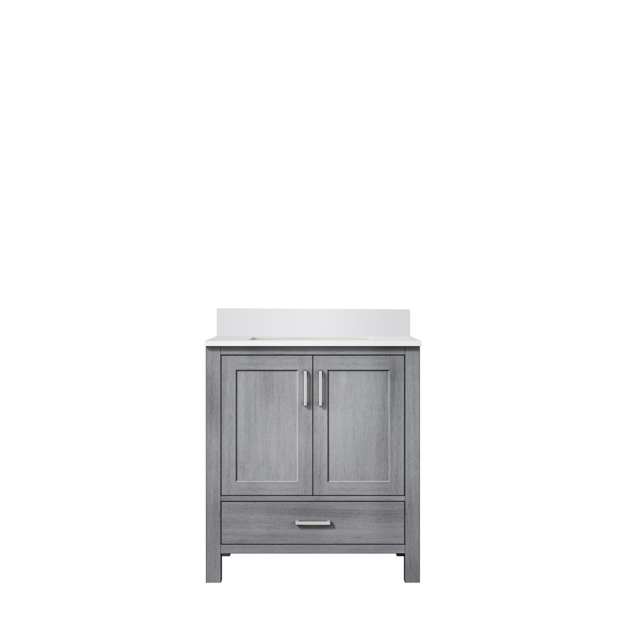 Lexora LJ342230SDWQ000 Jacques 30-in Distressed Grey Undermount Single Sink Bathroom Vanity with White Quartz Top
