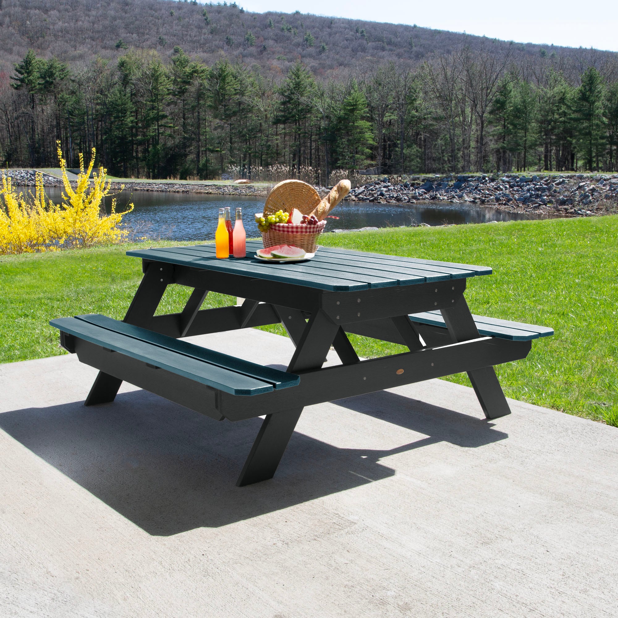 highwood AD-TBL-HI02-SHL 71.6-in Blue Recycled plastic Rectangle Picnic Table